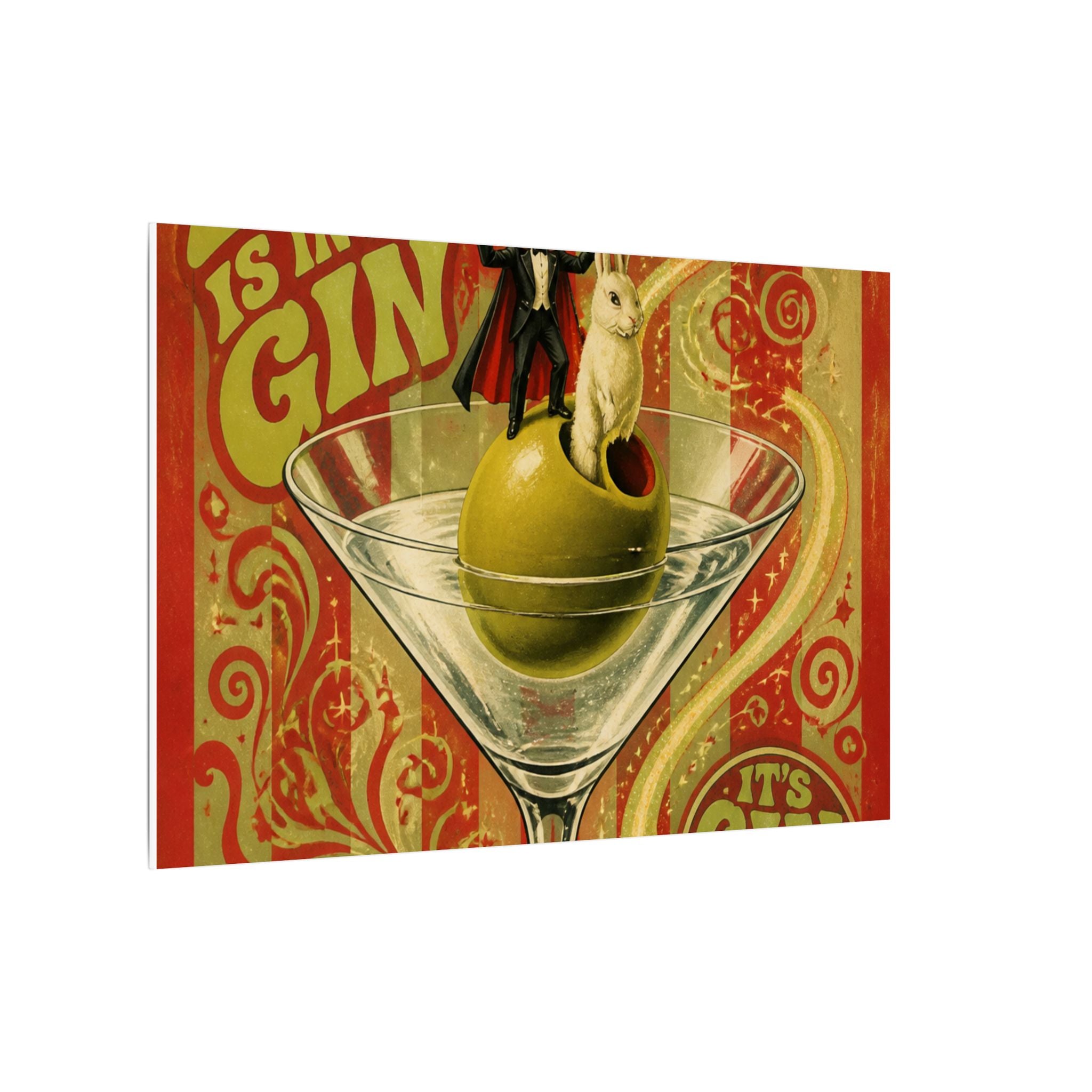 Martini Magician Wall Art Canvas 24×36 Psychedelic Dining Room Decor Maximalist Print