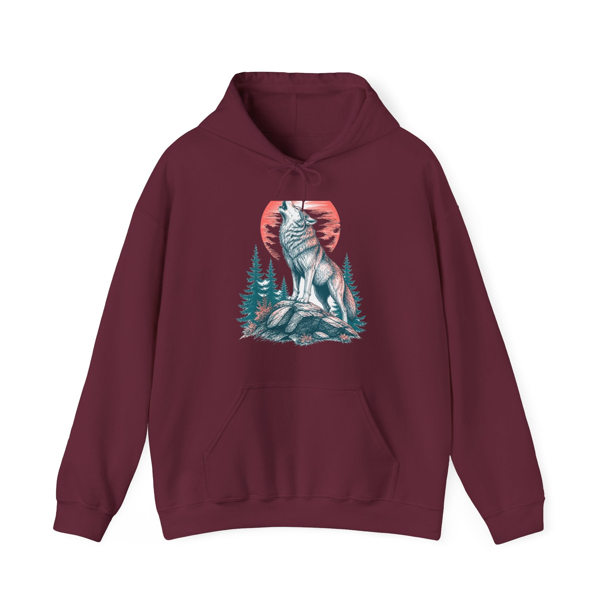Matching Couple Sweatshirt - Wolf & Dove Matching Couple Hooded Sweatshirt Hand-Drawn Art His Hers Best Friend Gift - Design A