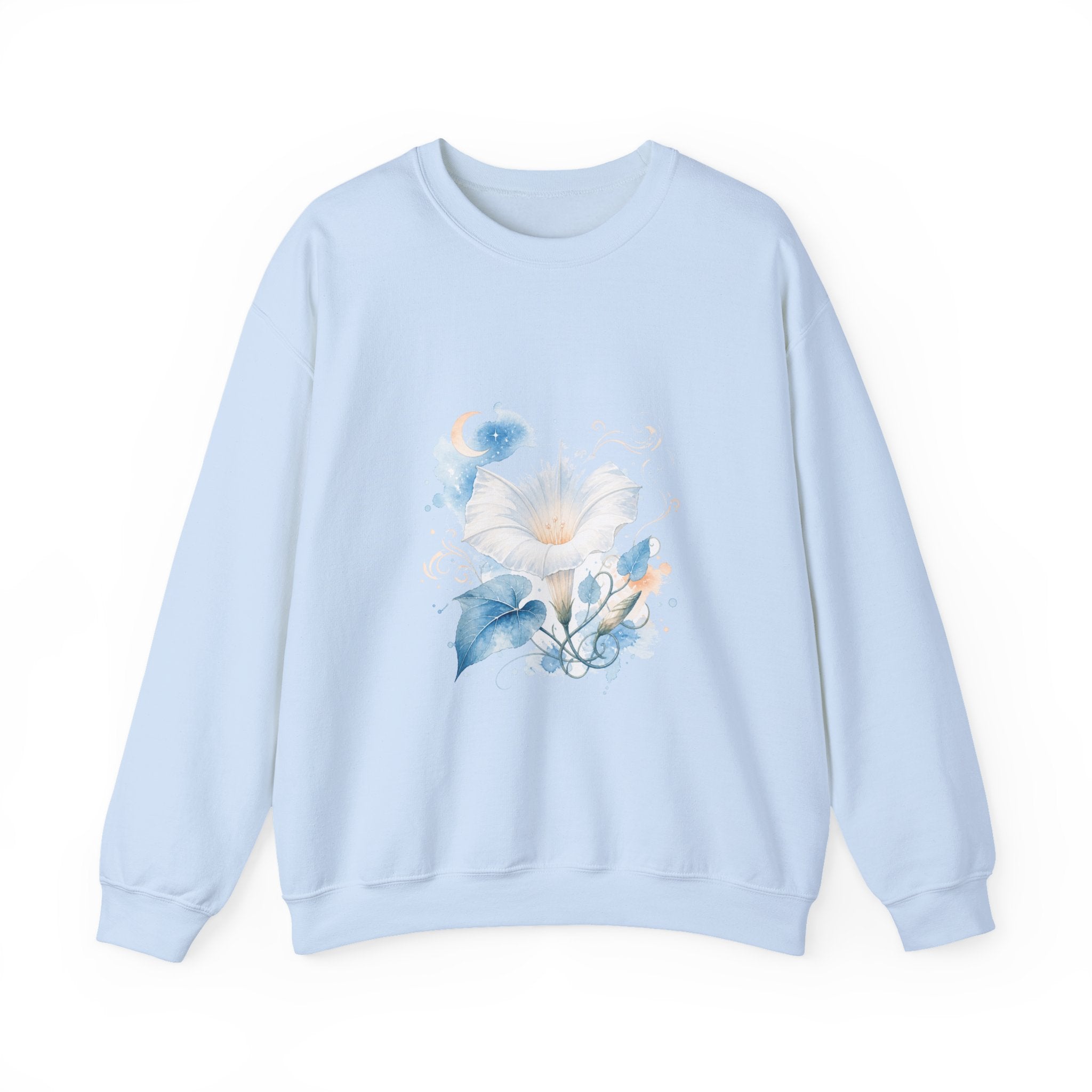 Matching Couple Sweatshirt - Sunflower & Moonflower Matching Couple Crewneck Sweatshirt Watercolor Art His Hers Engagement Gift - Design B