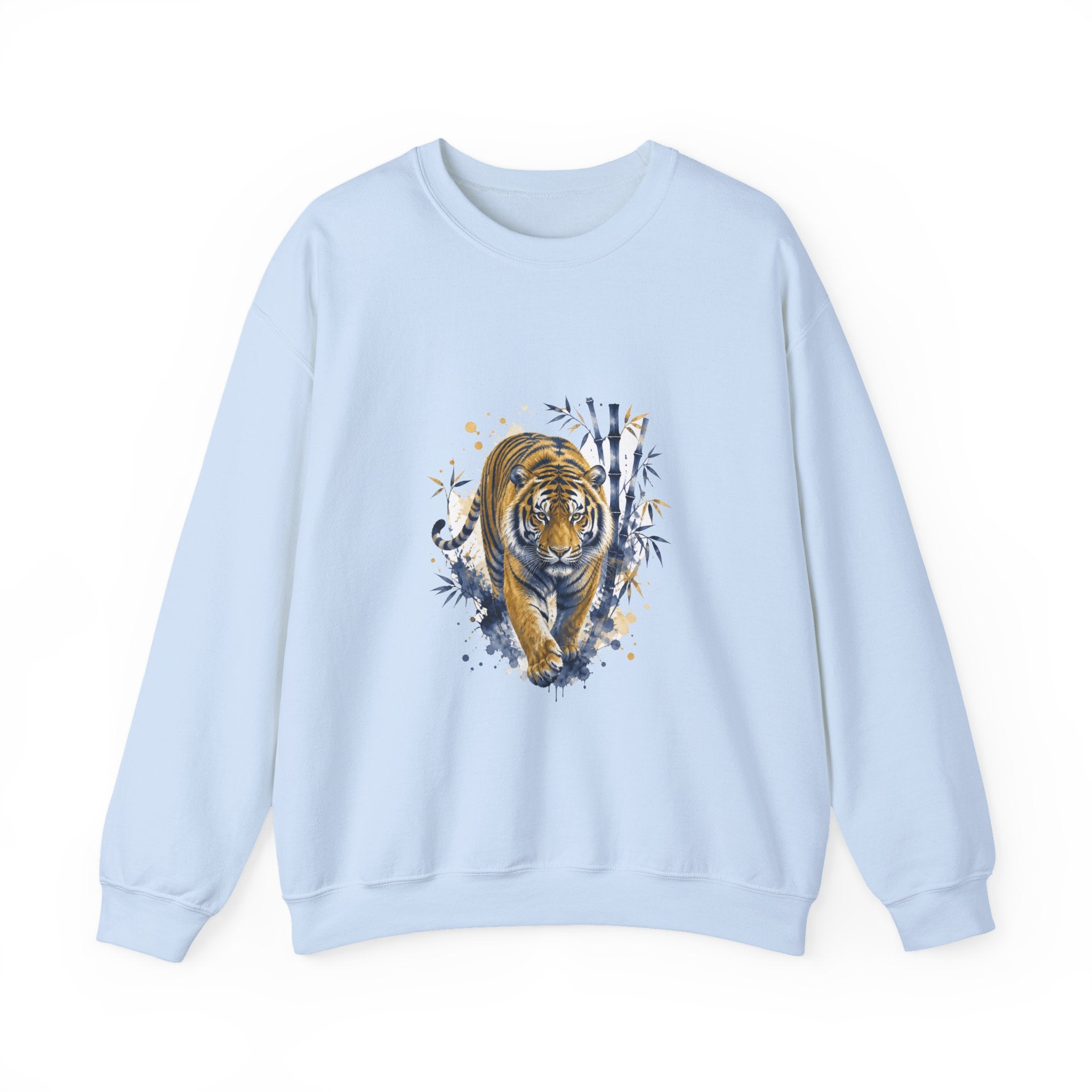 Matching Couple Sweatshirt - Tiger & Crane Matching Couple Crewneck Sweatshirt Watercolor Art His Hers Engagement Gift - Design A