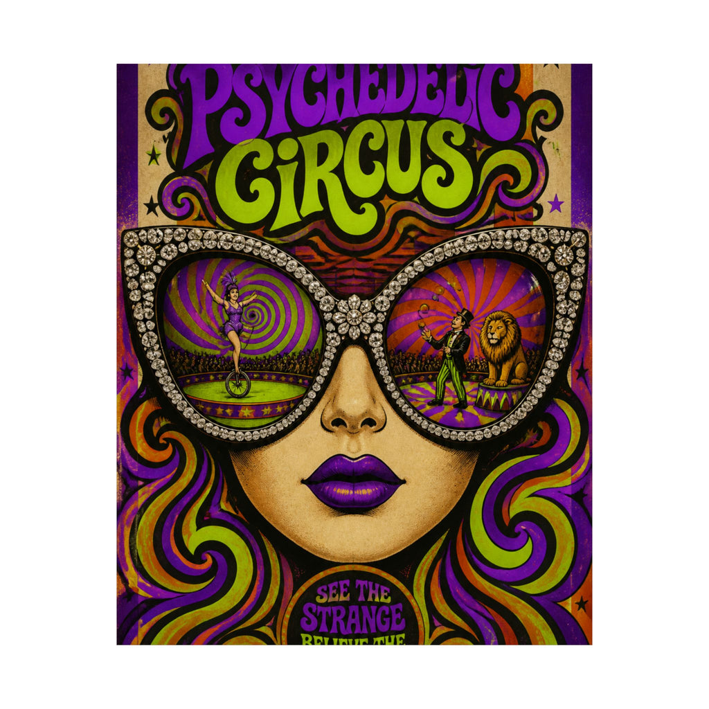 Sunglasses Circus Ring Wall Art Poster 24×36 Psychedelic Dining Room Decor Maximalist Print