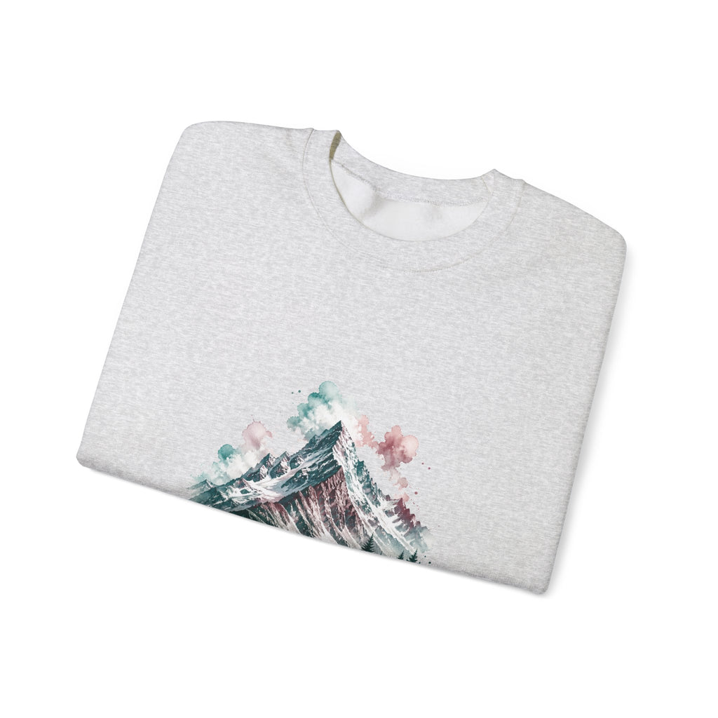 Matching Couple Sweatshirt - Mountain & Ocean Matching Couple Crewneck Sweatshirt Watercolor Art His Hers Engagement Gift - Design A