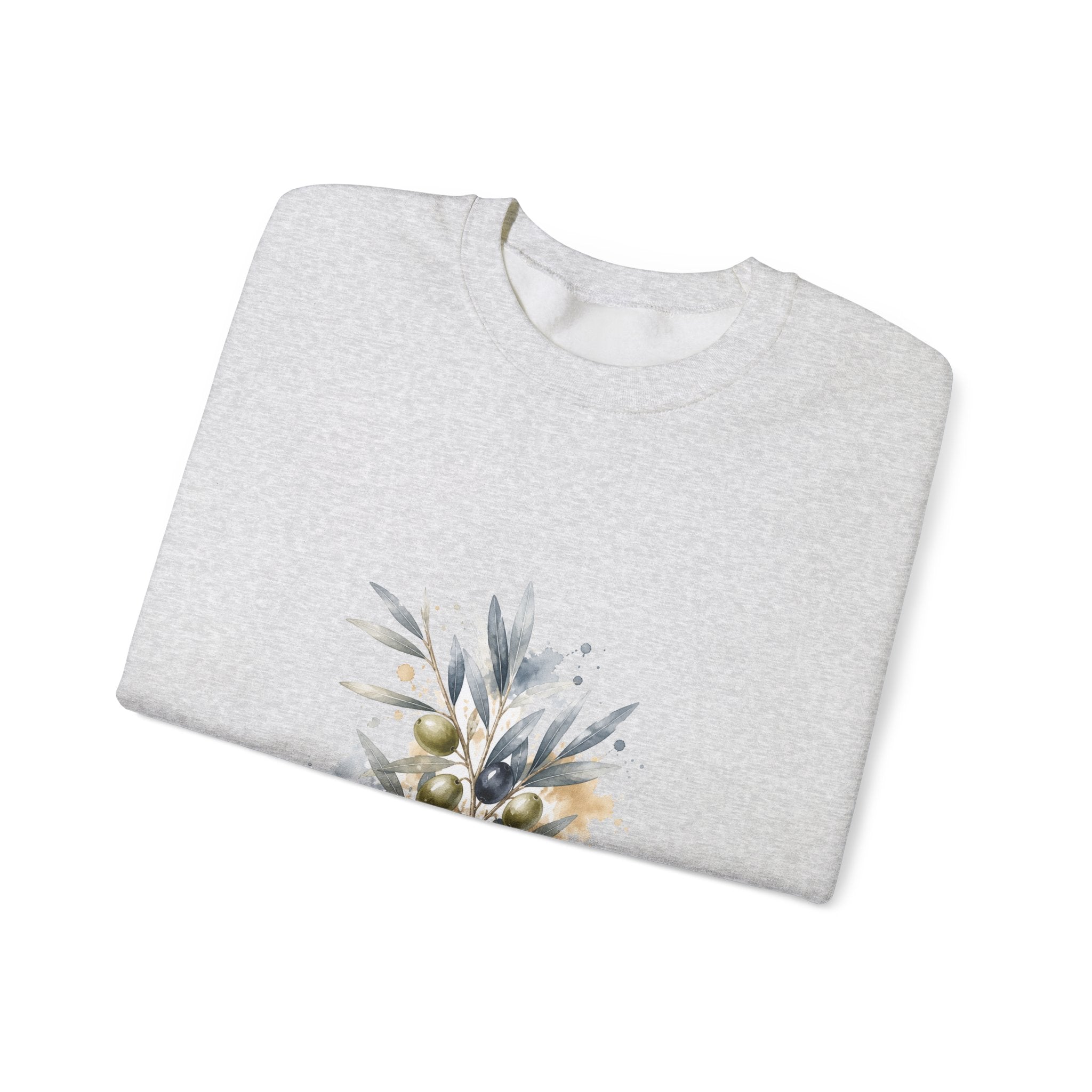 Matching Couple Sweatshirt - Olive Branch & Fig Matching Couple Crewneck Sweatshirt Watercolor Art His Hers Engagement Gift - Design A