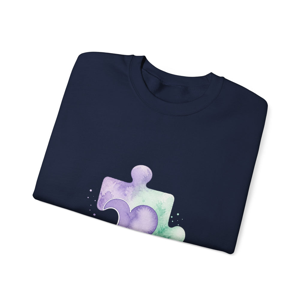 Matching Couple Sweatshirt - Puzzle Pieces Matching Couple Comfort Colors Crew Watercolor Art His Hers Birthday Gift - Design B