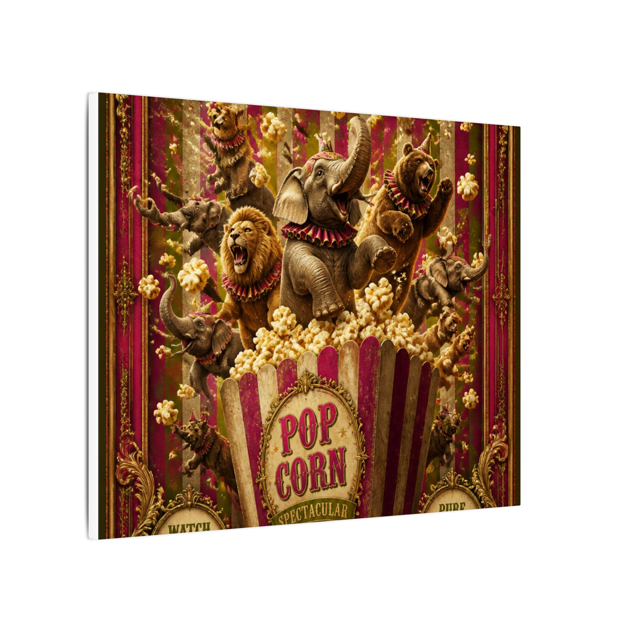 Popcorn Box Animals Wall Art Canvas 16×20 Baroque Home Office Decor Maximalist Print