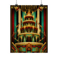 Birthday Cake Trapeze Wall Art Poster 24×36 Art Deco Bar Area Decor Maximalist Print