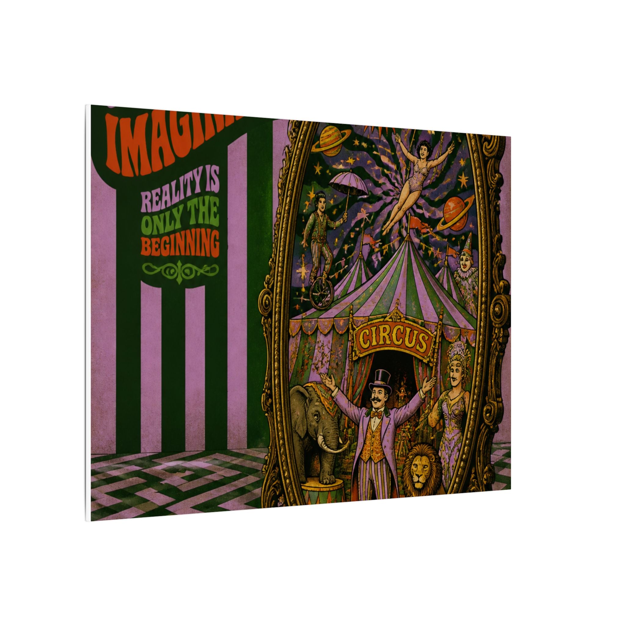 Vintage Mirror Circus Wall Art Canvas 24×36 Psychedelic Dining Room Decor Maximalist Print