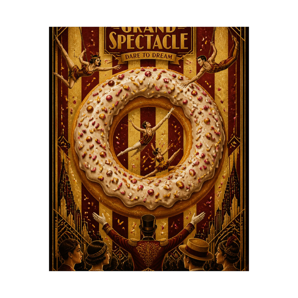 Donut Circus Ring Wall Art Poster 24×36 Art Deco Bar Area Decor Maximalist Print