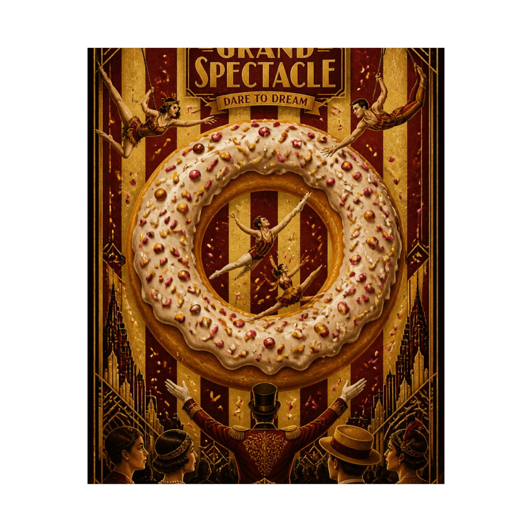 Donut Circus Ring Wall Art Poster 24×36 Art Deco Bar Area Decor Maximalist Print