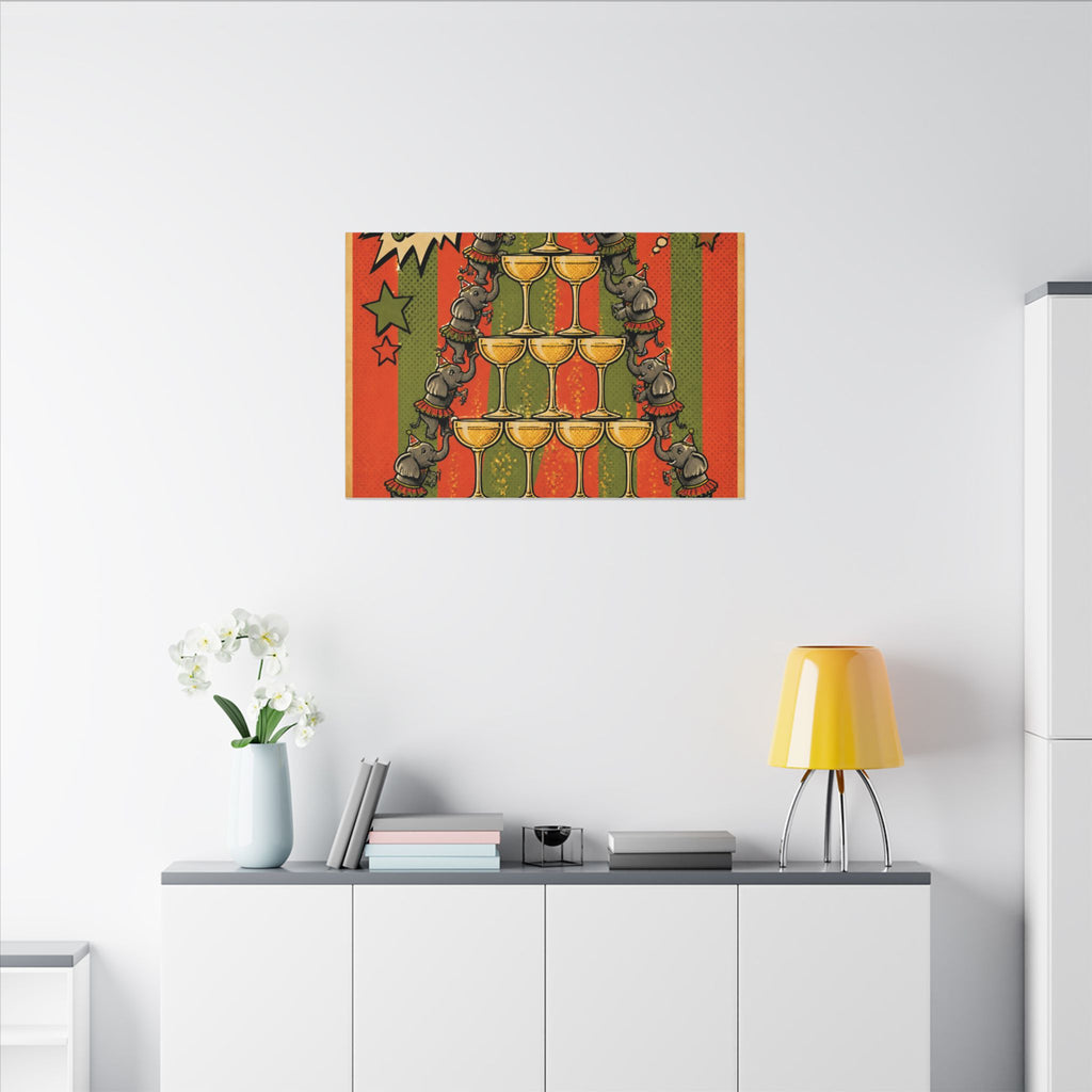 Champagne Tower Elephants Wall Art Canvas 16×20 Pop Art Living Room Decor Maximalist Print