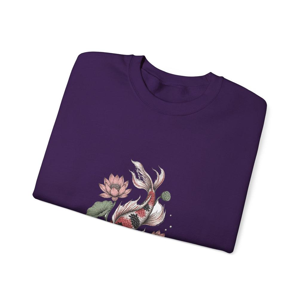 Matching Couple Sweatshirt - Koi Fish Yin Yang Matching Couple Premium Fleece Sweatshirt Hand-Drawn Art His Hers Anniversary Gift - Design B