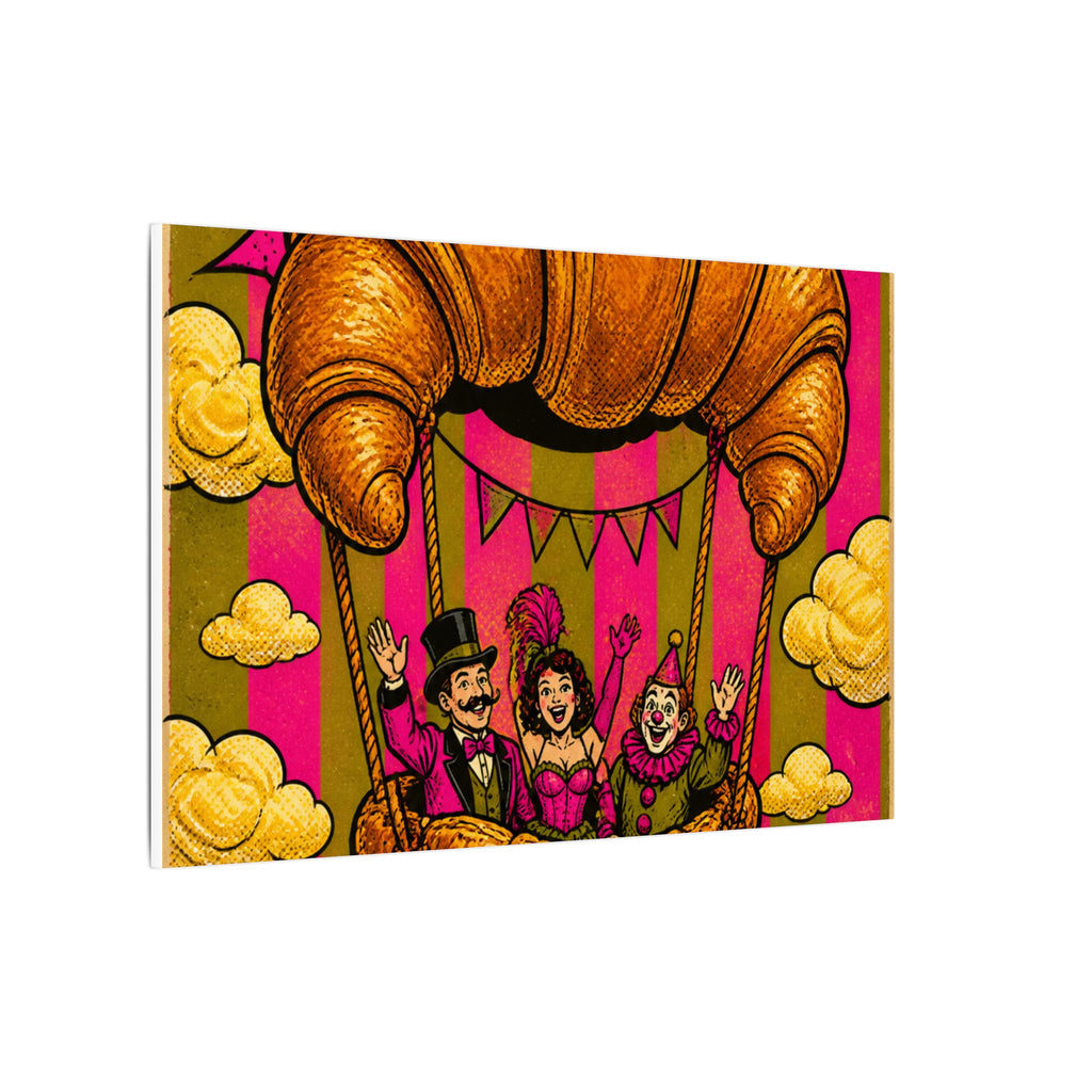 Croissant Hot Air Balloon Wall Art Canvas 24×36 Pop Art Restaurant Decor Maximalist Print