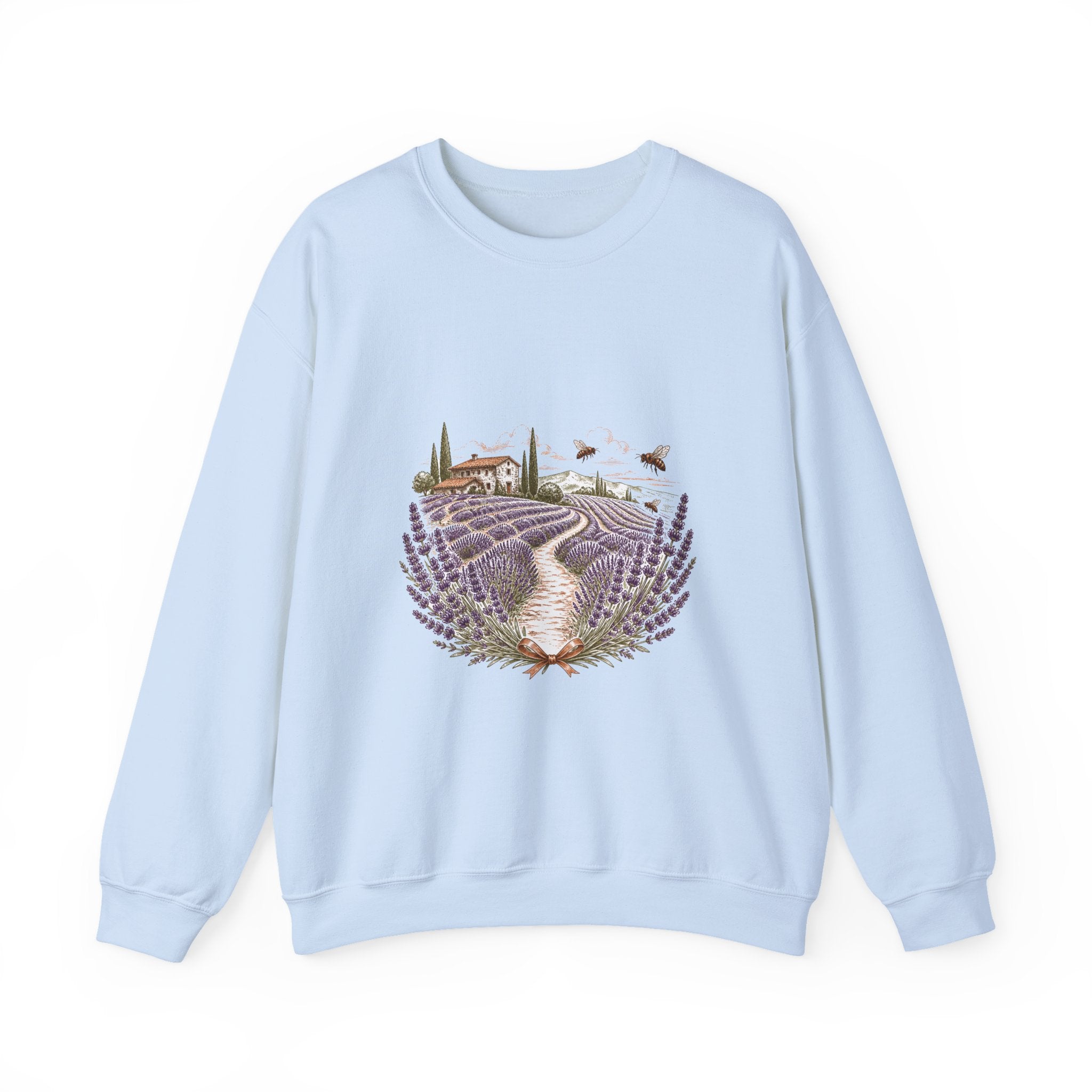 Matching Couple Sweatshirt - Lavender Fields & Canyon Matching Couple Premium Fleece Sweatshirt Hand-Drawn Art His Hers Anniversary Gift - Design A