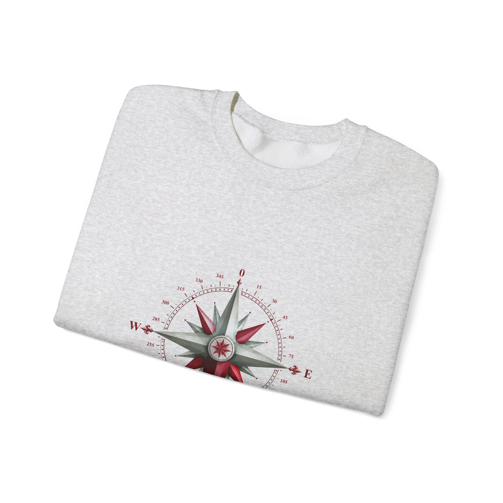 Matching Couple Sweatshirt - Compass North & South Matching Couple Crewneck Sweatshirt Geometric Art His Hers Couple Gift - Design B
