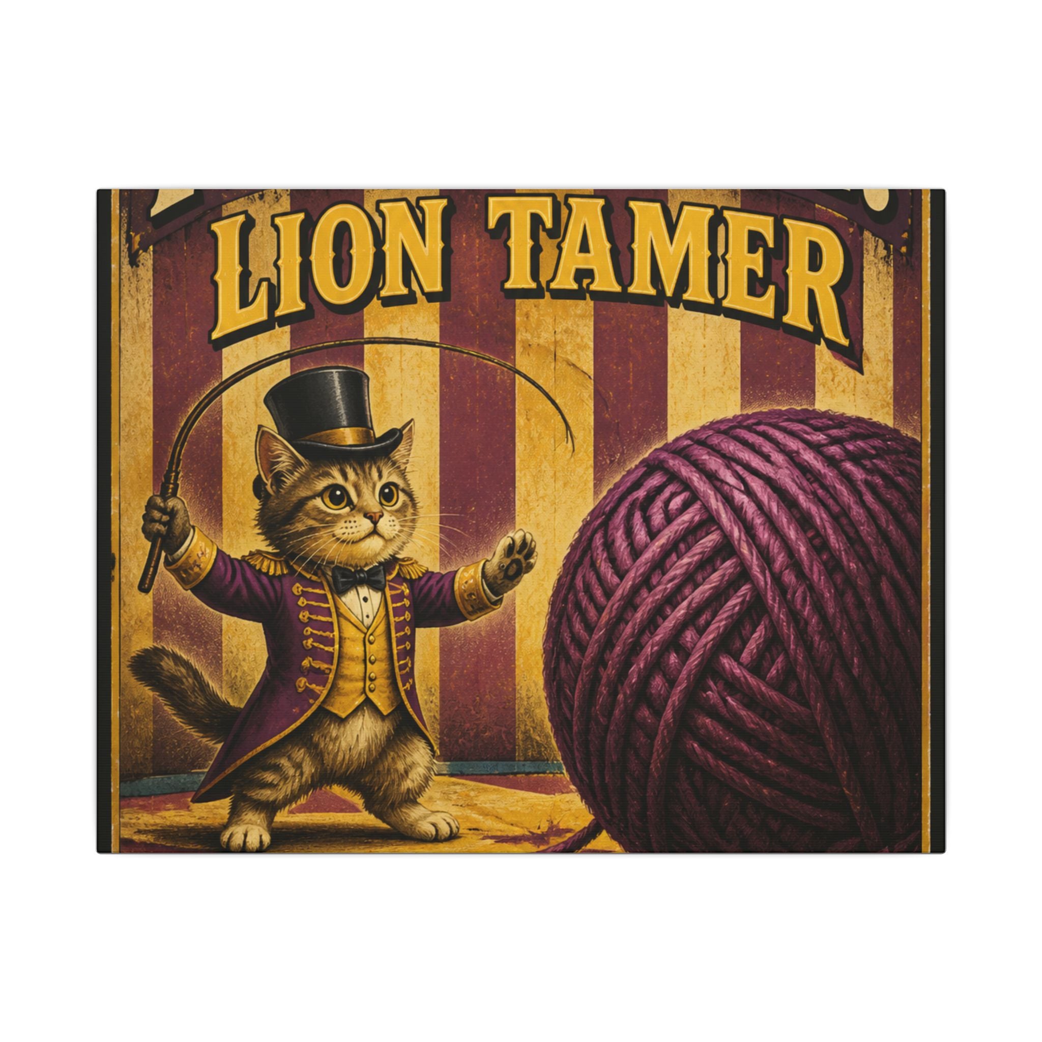 Cat Lion Tamer Wall Art Canvas 24×36 Vintage Circus Bedroom Decor Maximalist Print