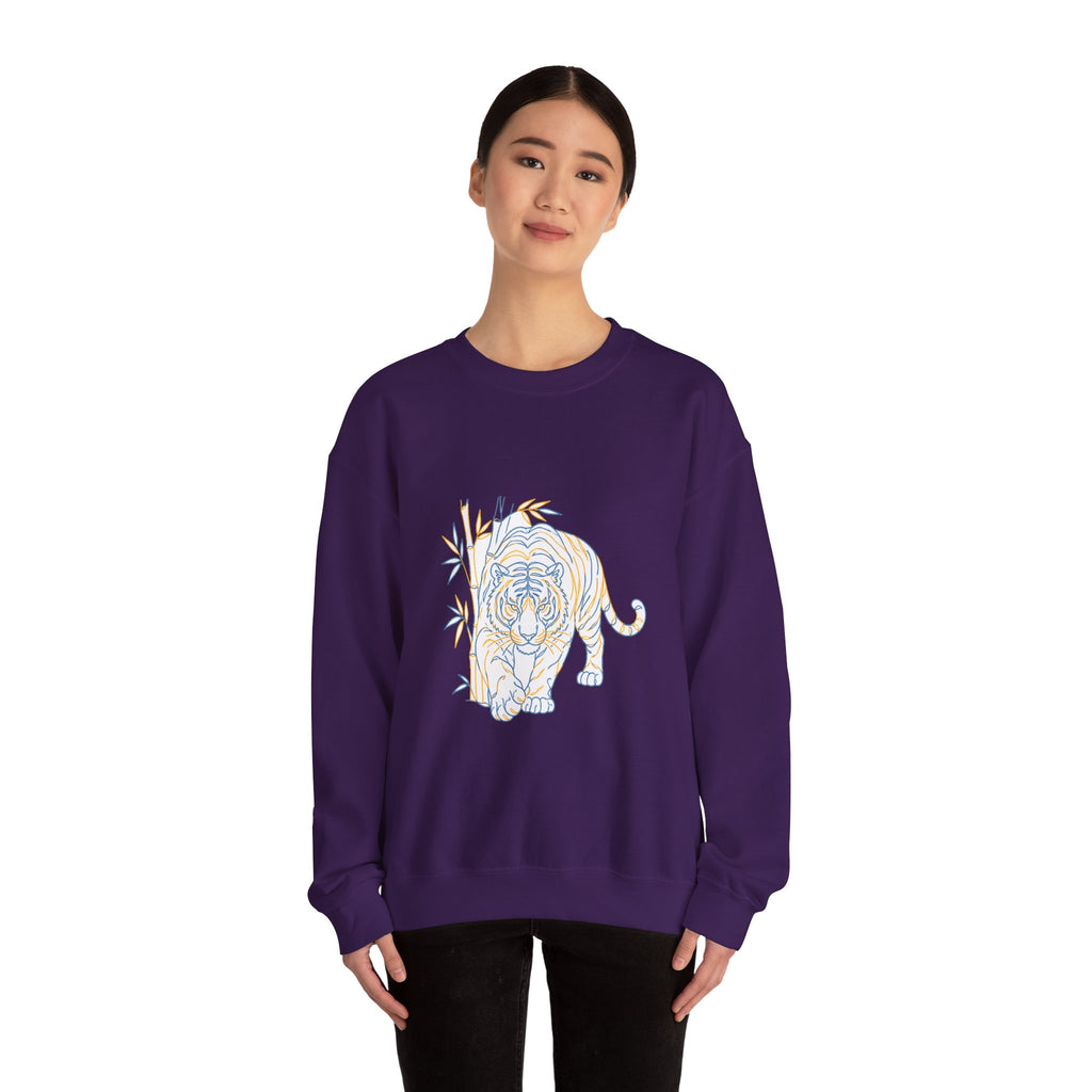 Matching Couple Sweatshirt - Tiger & Crane Matching Couple Premium Fleece Sweatshirt Minimalist Art His Hers Christmas Gift - Design A