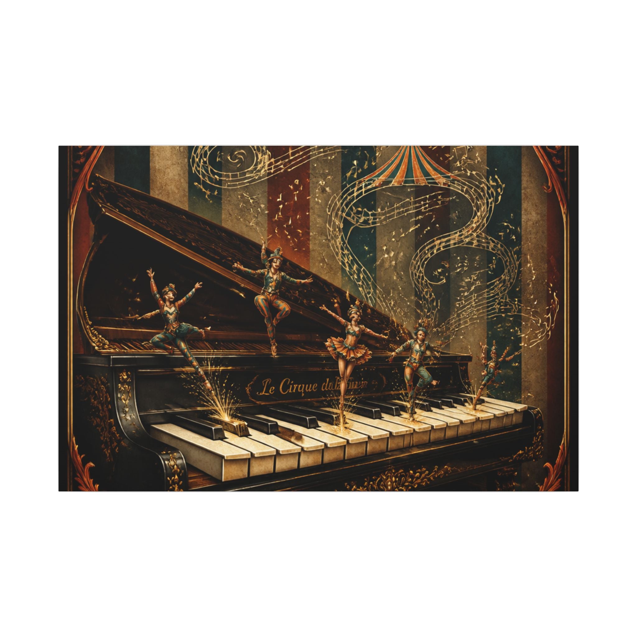 Grand Piano Acrobats Wall Art Canvas 16×20 Baroque Home Office Decor Maximalist Print