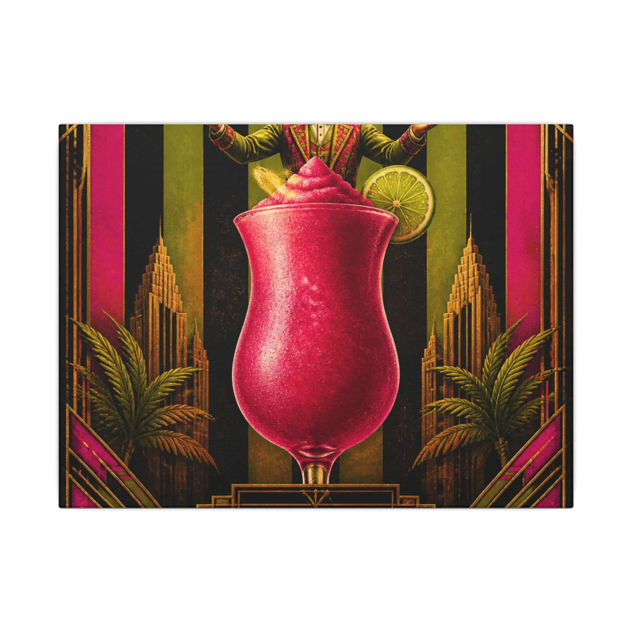 Daiquiri Fruit Juggler Wall Art Canvas 16×20 Art Deco Entryway Decor Maximalist Print