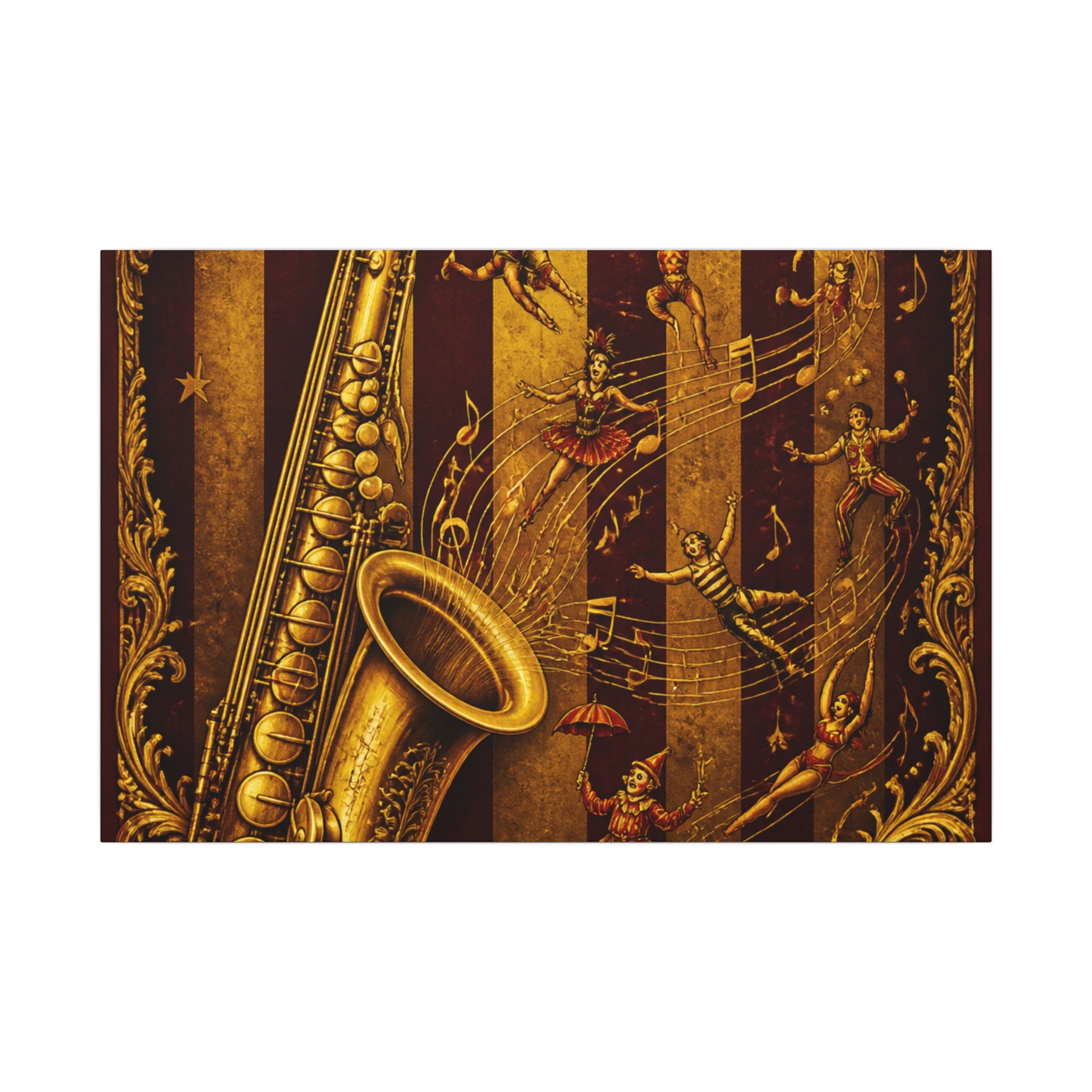 Saxophone Music Circus Wall Art Canvas 16×20 Baroque Home Office Decor Maximalist Print