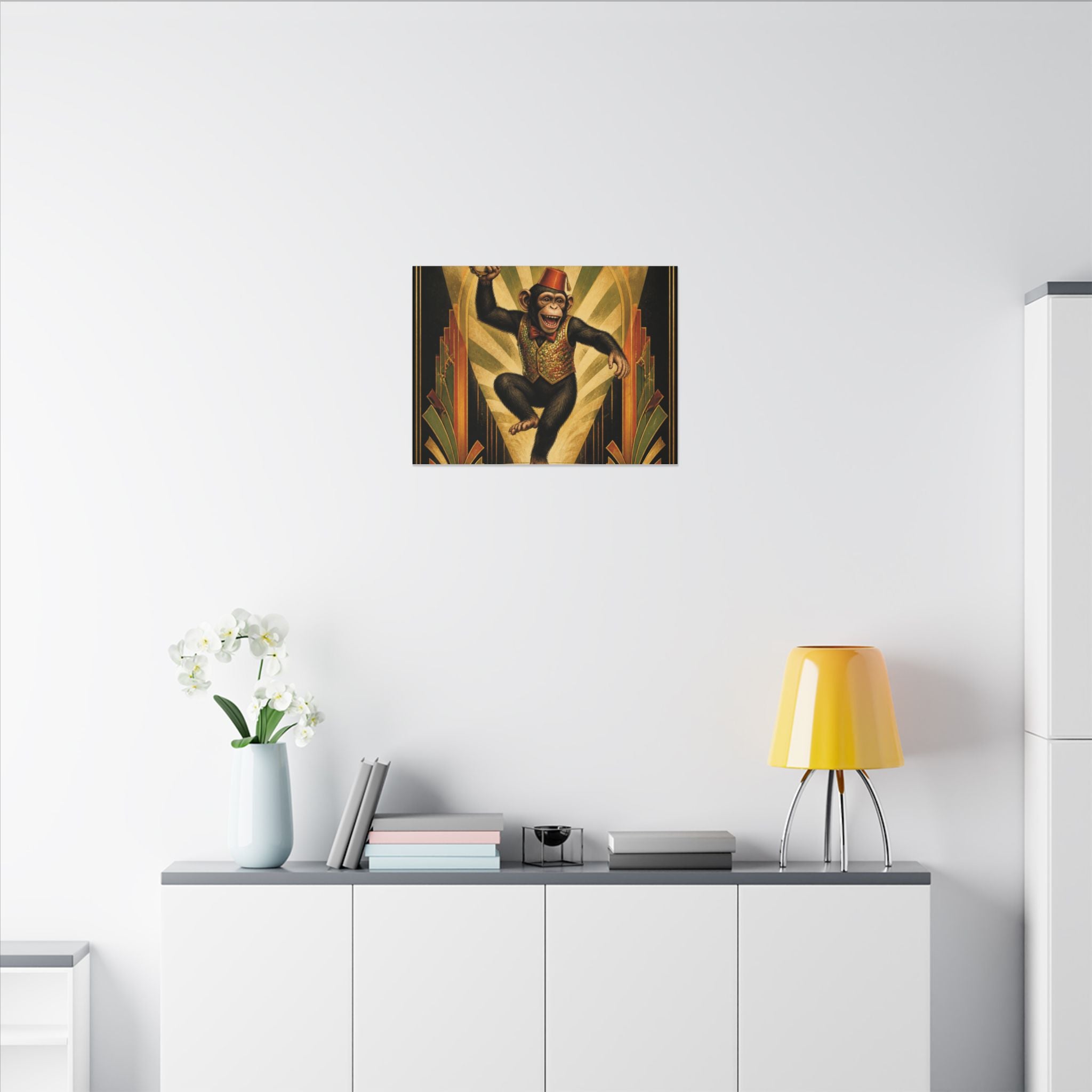 Dancing Monkey Wall Art Canvas 16×20 Art Deco Entryway Decor Maximalist Print