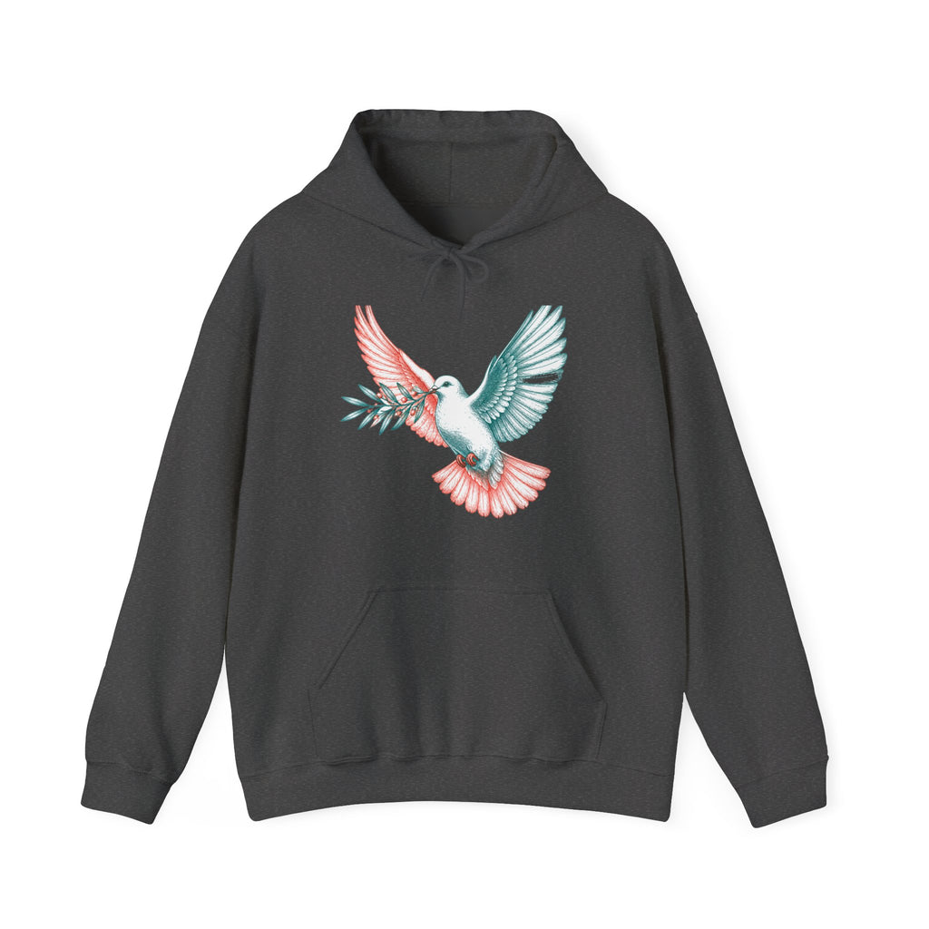 Matching Couple Sweatshirt - Wolf & Dove Matching Couple Hooded Sweatshirt Hand-Drawn Art His Hers Best Friend Gift - Design B