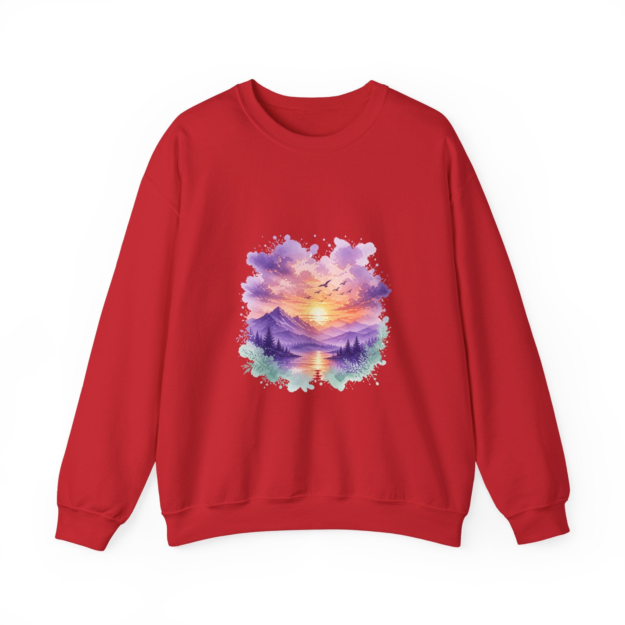 Matching Couple Sweatshirt - Sunrise & Sunset Matching Couple Comfort Colors Crew Watercolor Art His Hers Birthday Gift - Design B