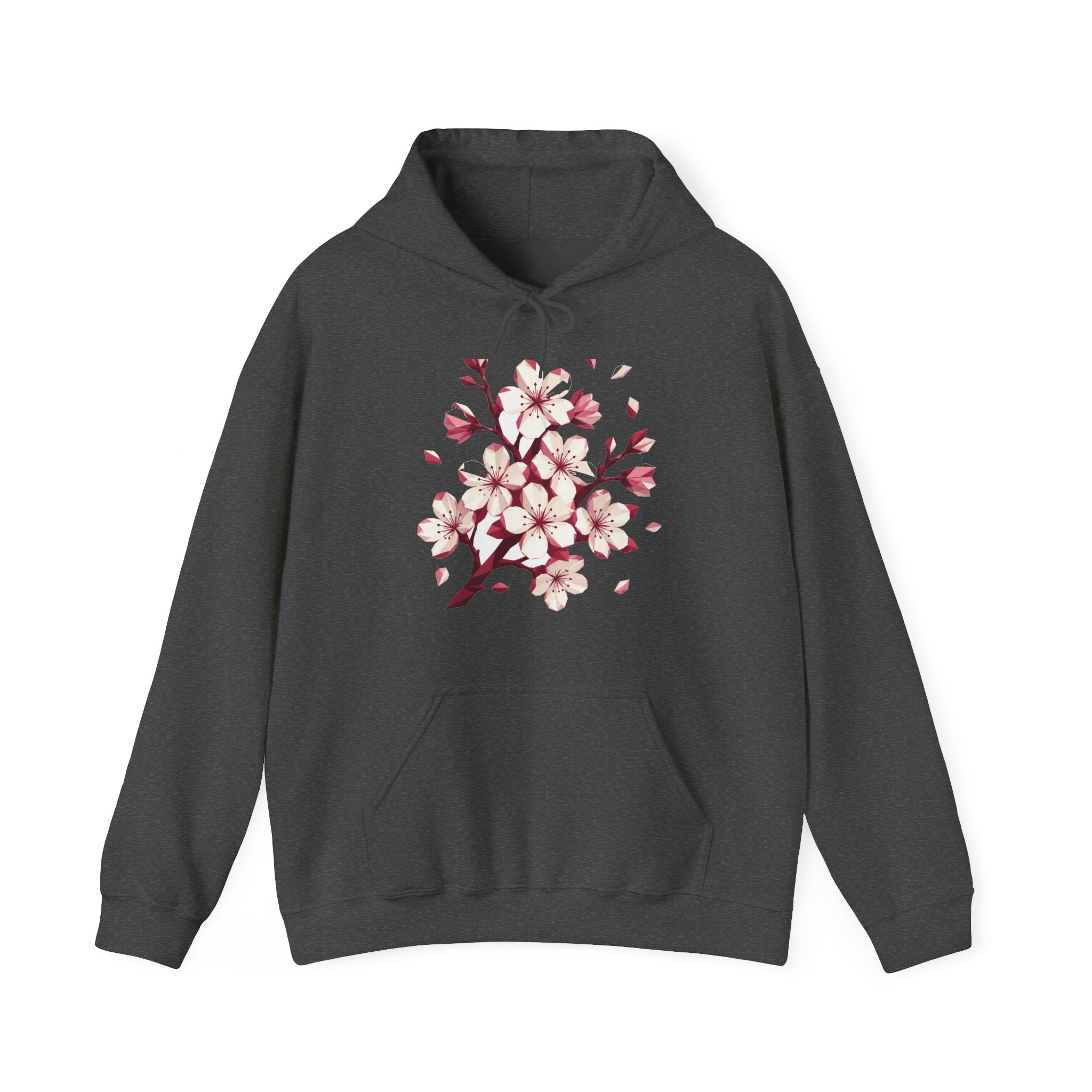 Matching Couple Sweatshirt - Cherry Blossom & Maple Leaf Matching Couple Hooded Sweatshirt Geometric Art His Hers Couple Gift - Design A