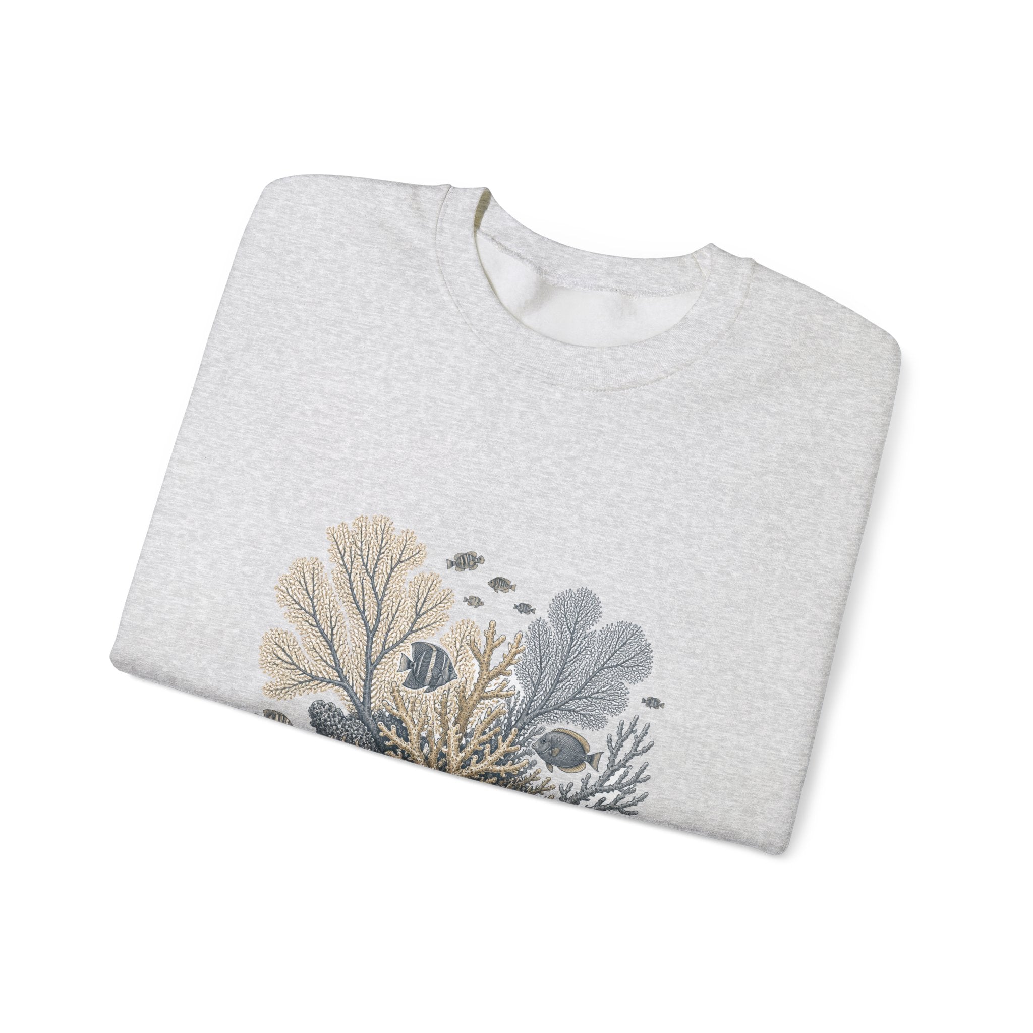 Matching Couple Sweatshirt - Coral Reef & Deep Sea Matching Couple Premium Fleece Sweatshirt Vintage Art His Hers Honeymoon Gift - Design A