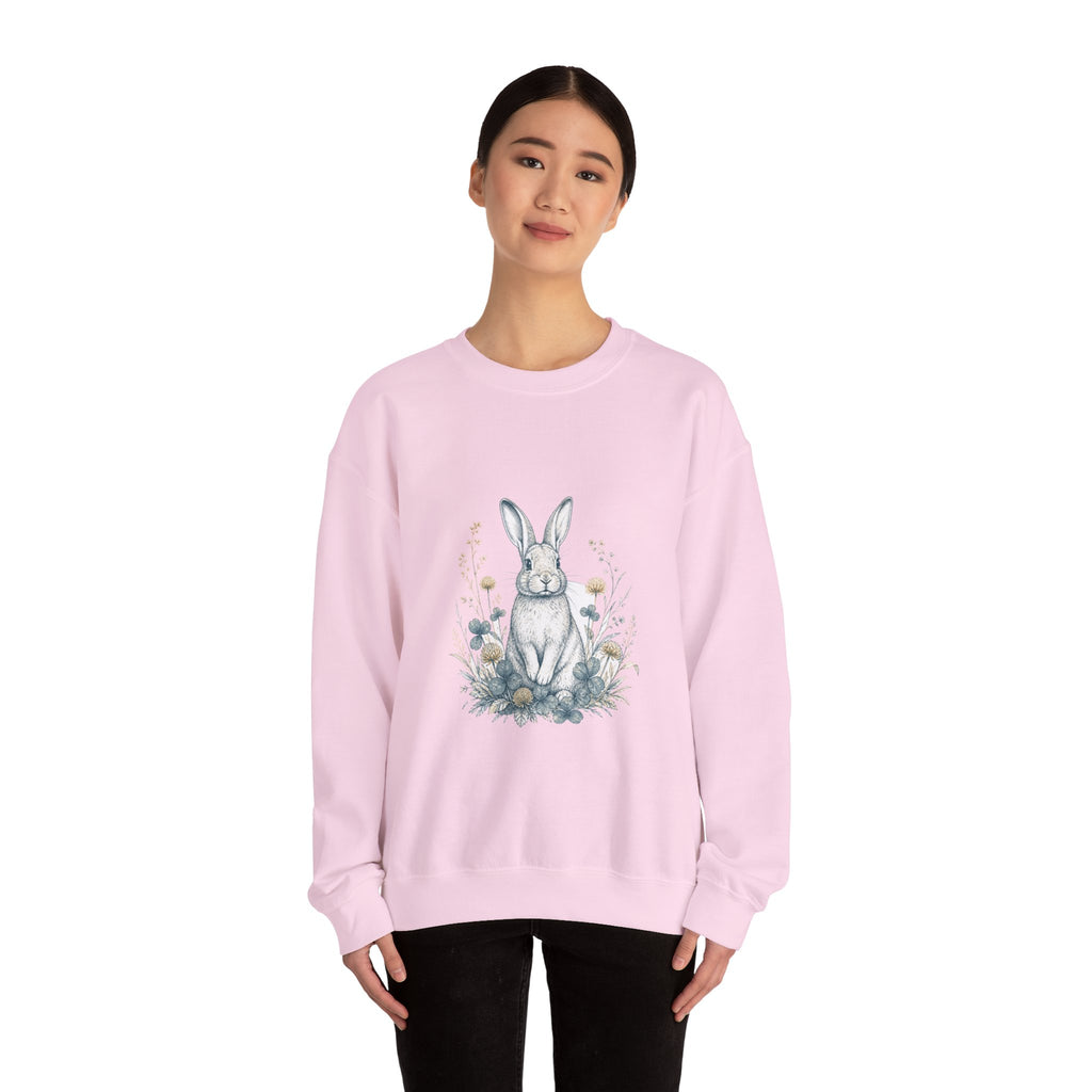 Matching Couple Sweatshirt - Fox & Rabbit Matching Couple Crewneck Sweatshirt Hand-Drawn Art His Hers Best Friend Gift - Design B
