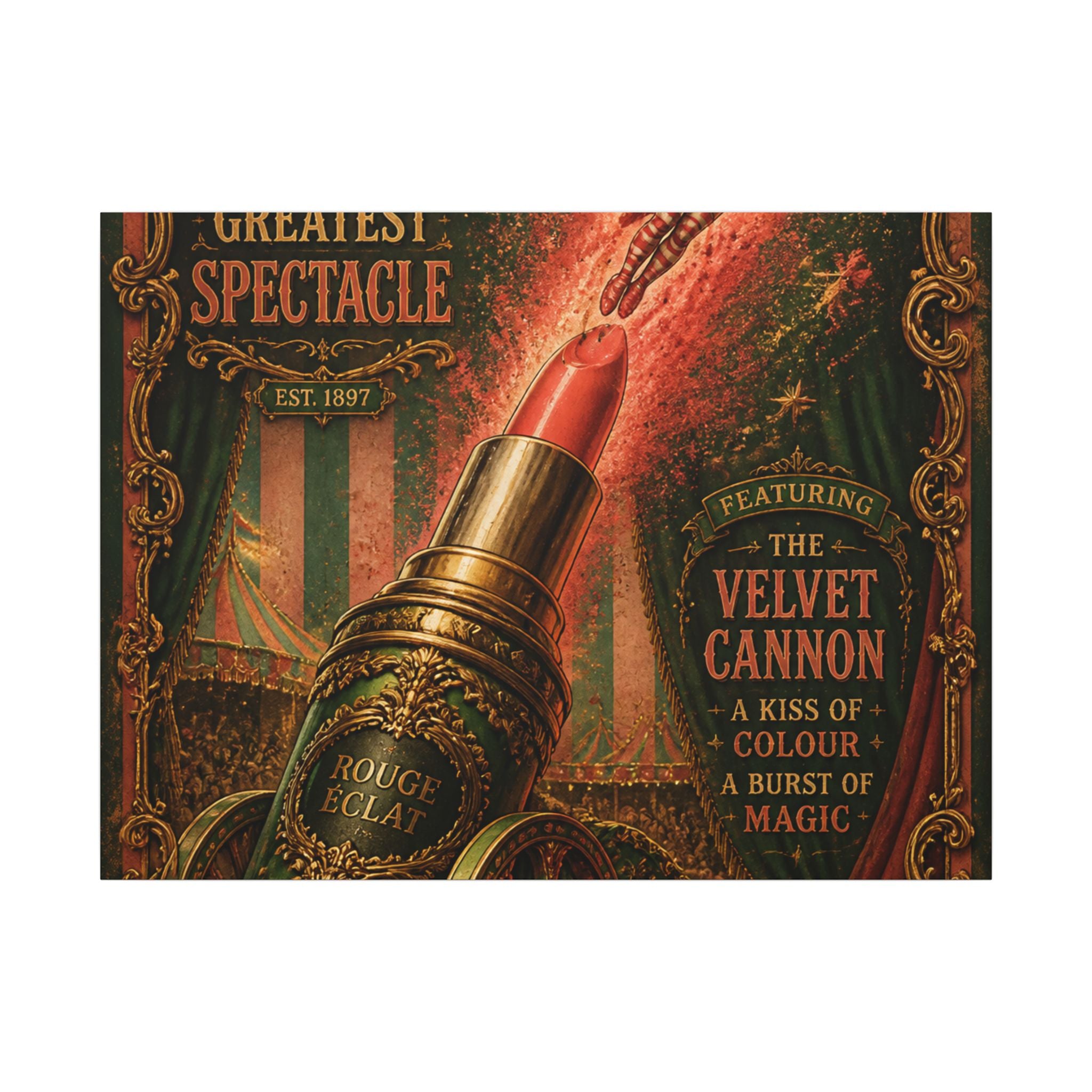 Lipstick Cannon Wall Art Canvas 16×20 Baroque Home Office Decor Maximalist Print