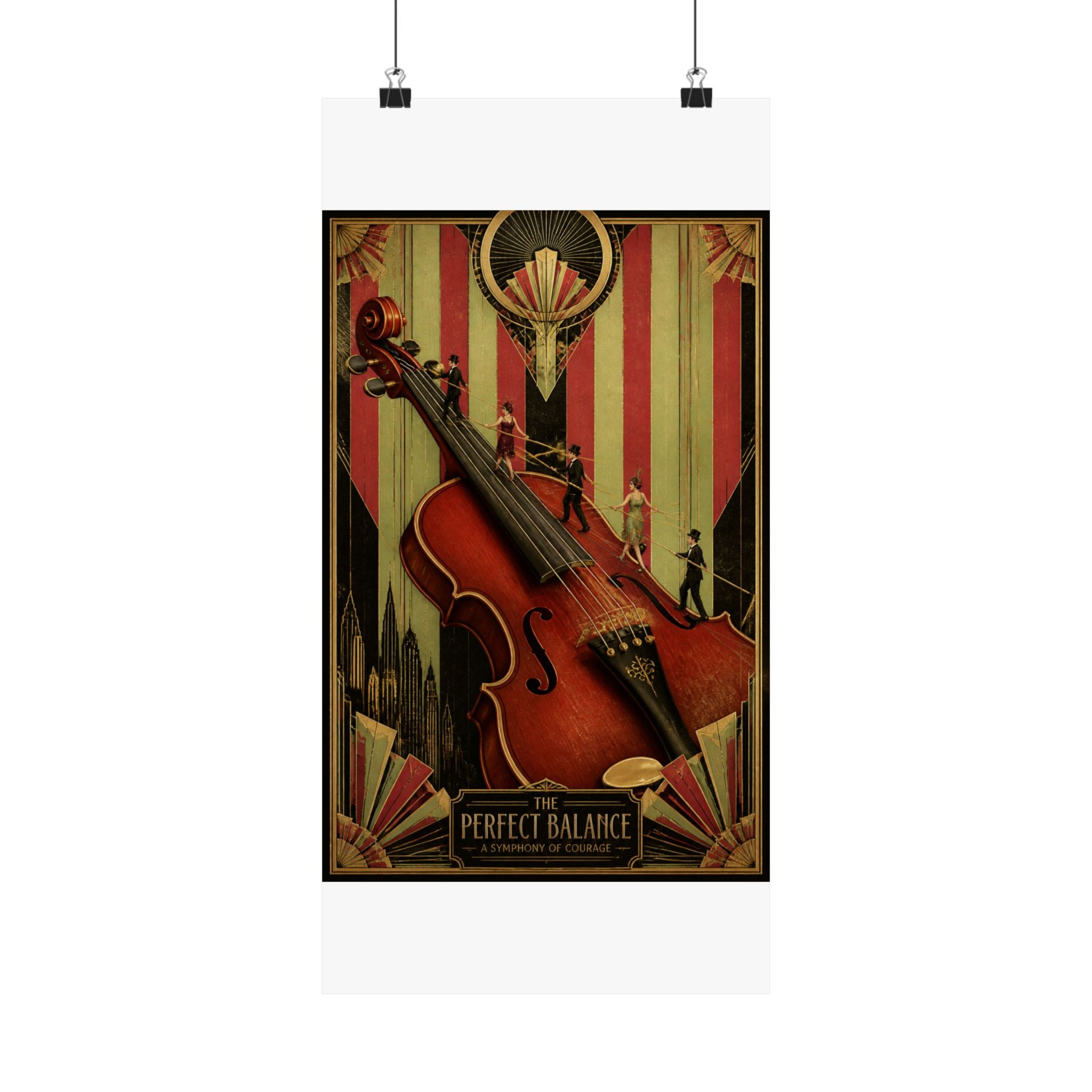 Violin Tightrope Bridge Wall Art Poster 24×36 Art Deco Bar Area Decor Maximalist Print