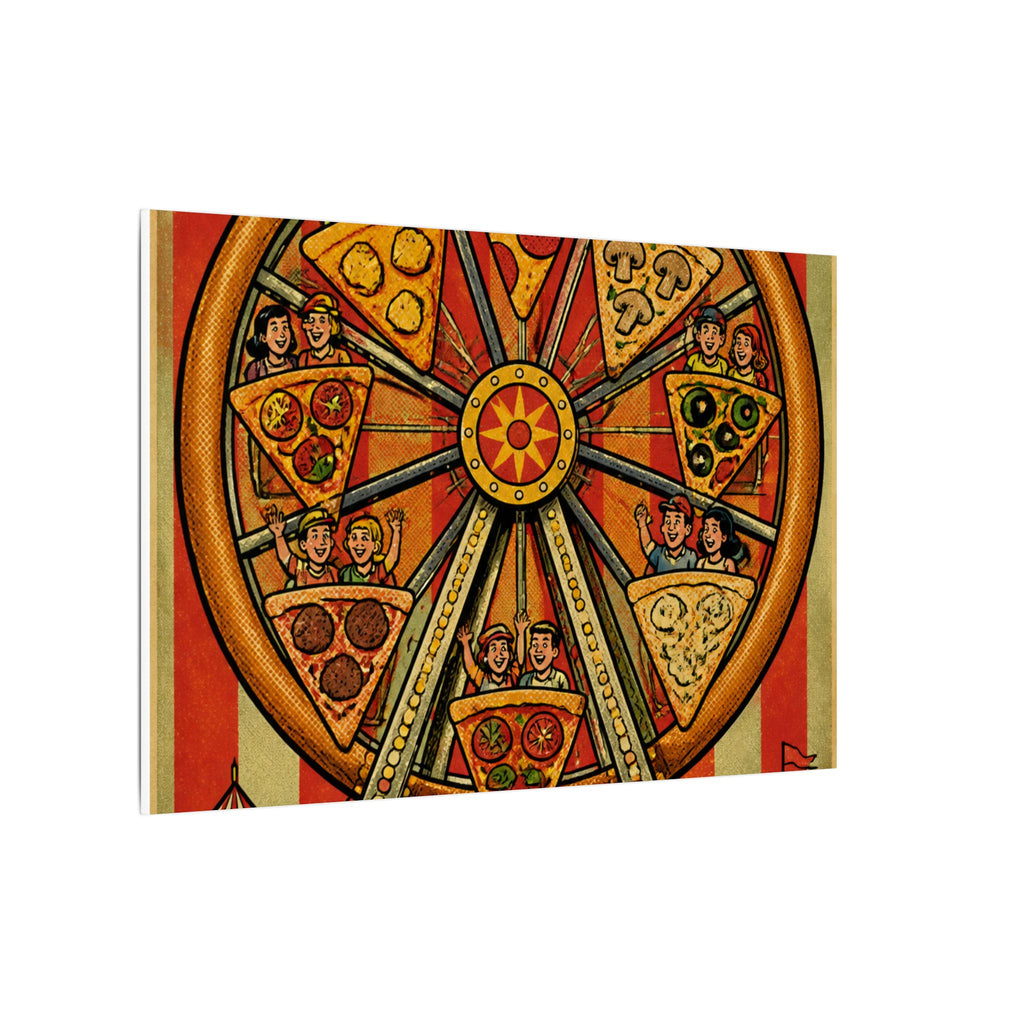 Pizza Ferris Wheel Wall Art Canvas 24×36 Pop Art Restaurant Decor Maximalist Print