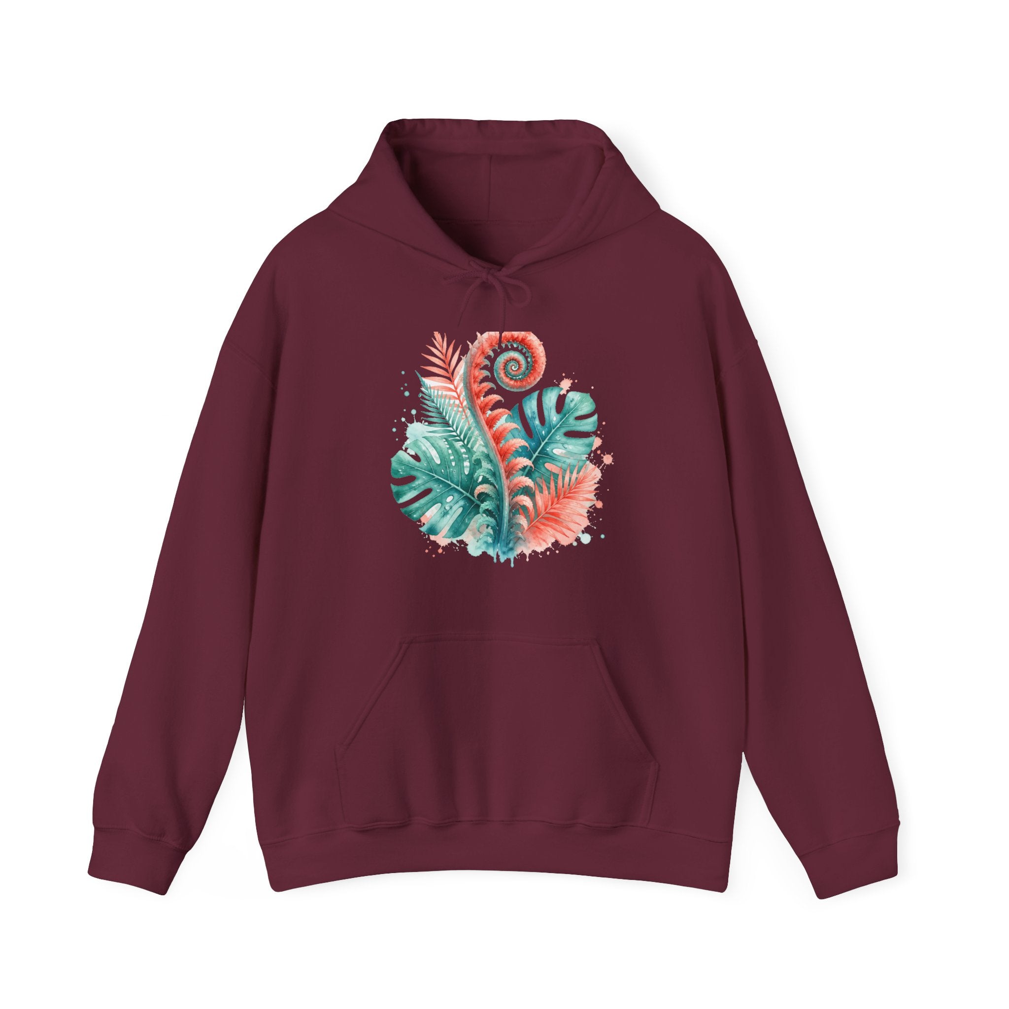 Matching Couple Sweatshirt - Desert & Rainforest Matching Couple Hooded Sweatshirt Watercolor Art His Hers Engagement Gift - Design B