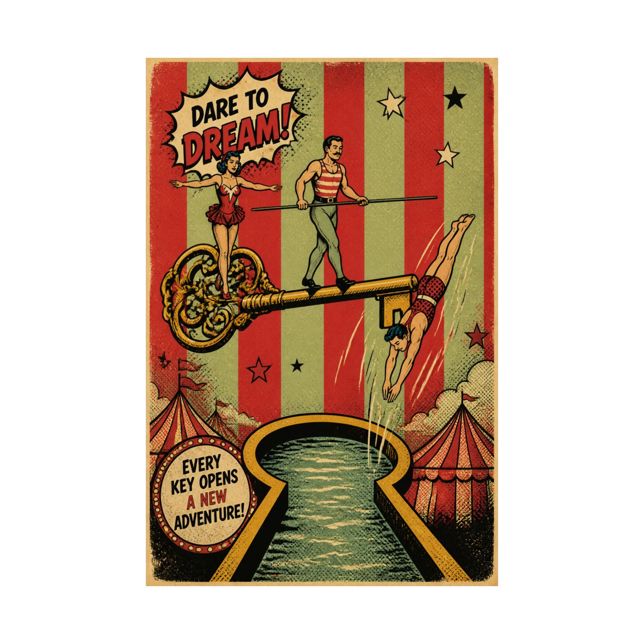 Giant Key Performance Wall Art Poster 18×24 Pop Art Living Room Decor Maximalist Print