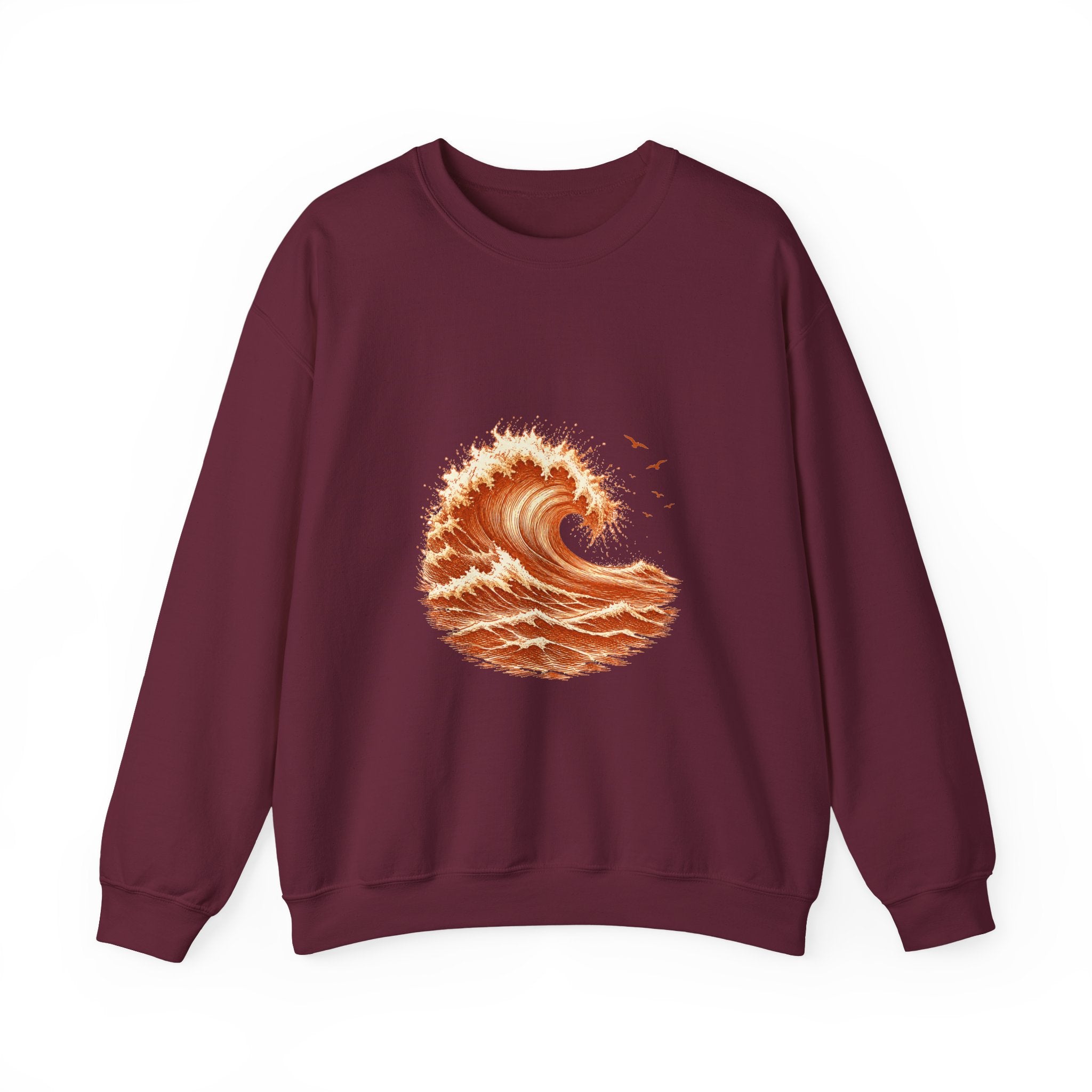 Matching Couple Sweatshirt - Mountain & Ocean Matching Couple Premium Fleece Sweatshirt Hand-Drawn Art His Hers Anniversary Gift - Design B