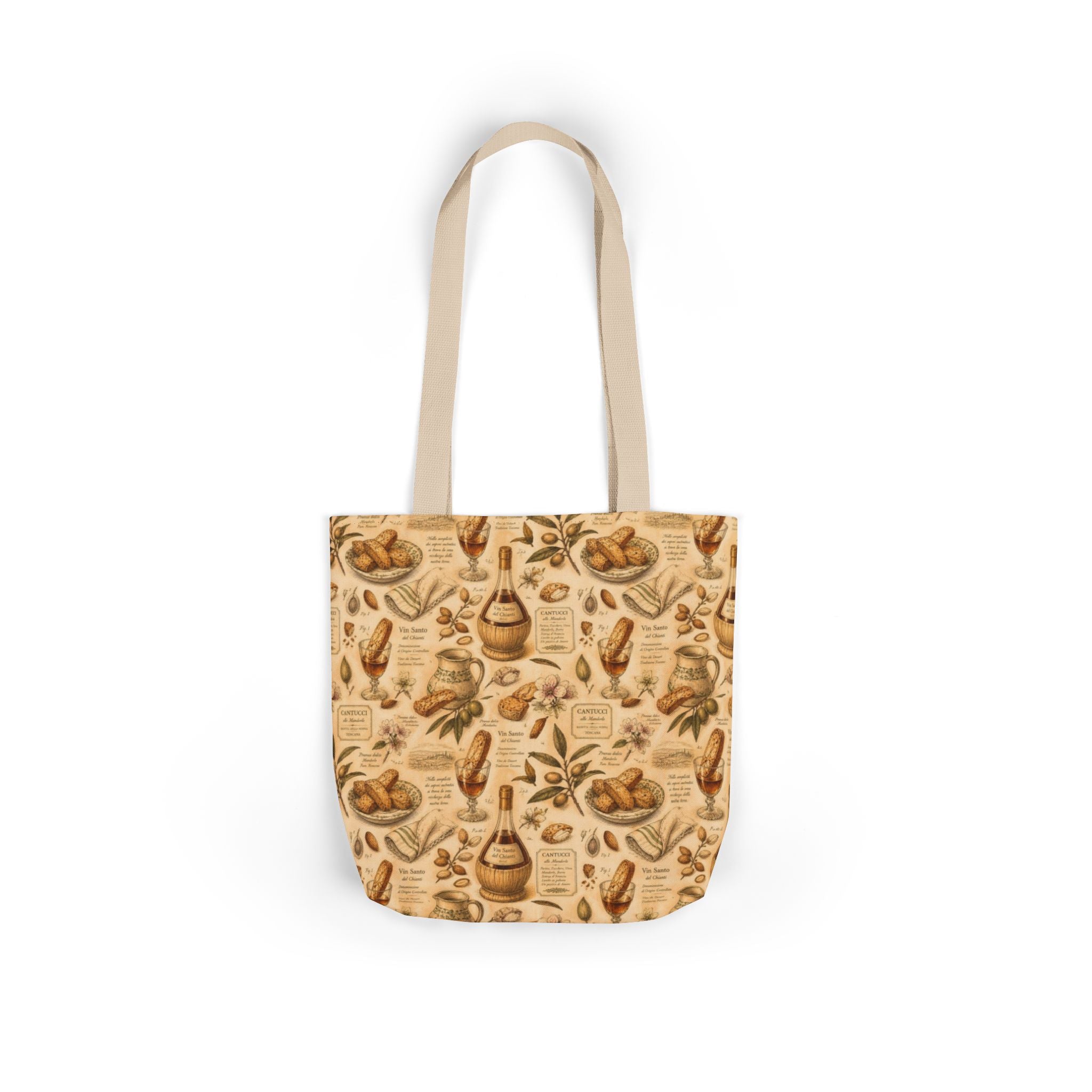 Biscotti & Vin Santo Canvas Tote Bag Mediterranean Kitchen Botanical Design Italian Cottagecore Gift