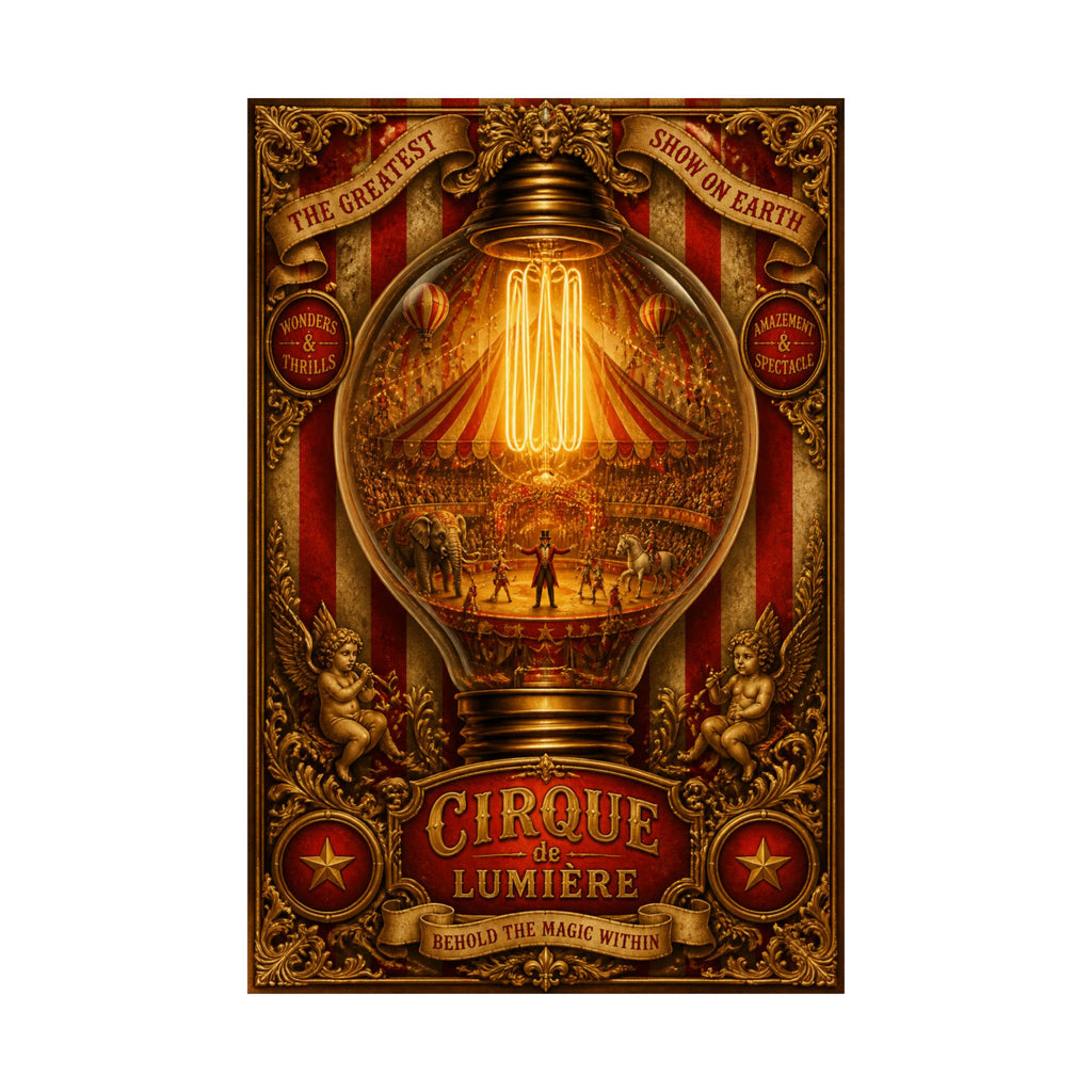 Light Bulb Circus Wall Art Poster 24×36 Baroque Studio Decor Maximalist Print