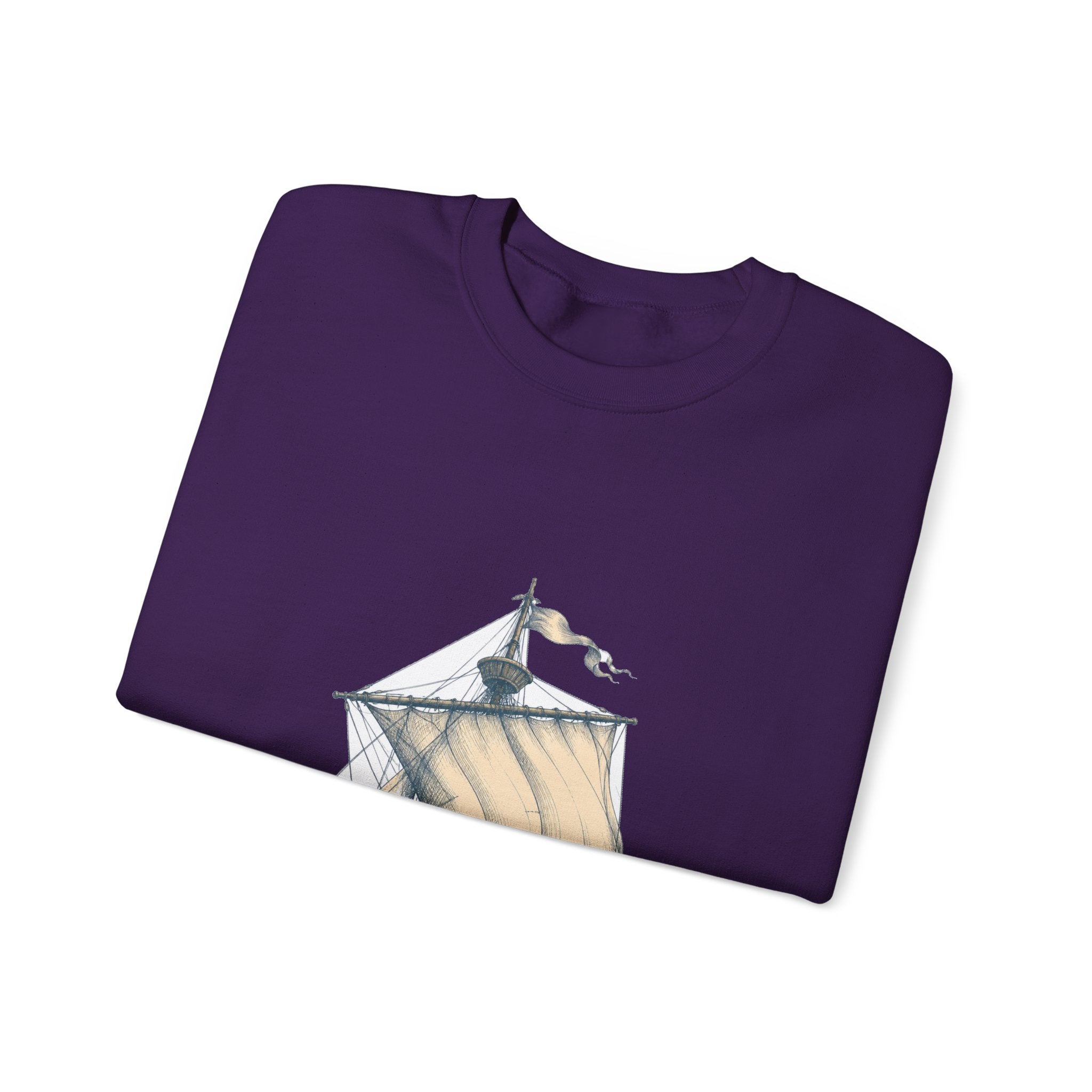 Matching Couple Sweatshirt - Anchor & Sail Matching Couple Comfort Colors Crew Hand-Drawn Art His Hers Anniversary Gift - Design B