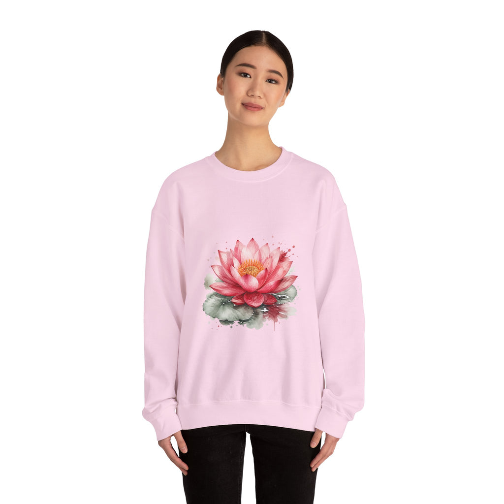 Matching Couple Sweatshirt - Open & Closed Lotus Matching Couple Crewneck Sweatshirt Watercolor Art His Hers Engagement Gift - Design A