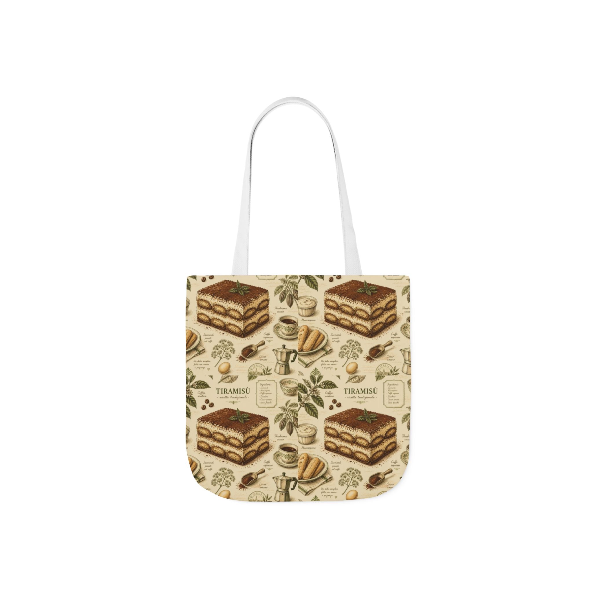 Tiramisu Layers Canvas Tote Bag Mediterranean Kitchen Botanical Design Italian Cottagecore Gift