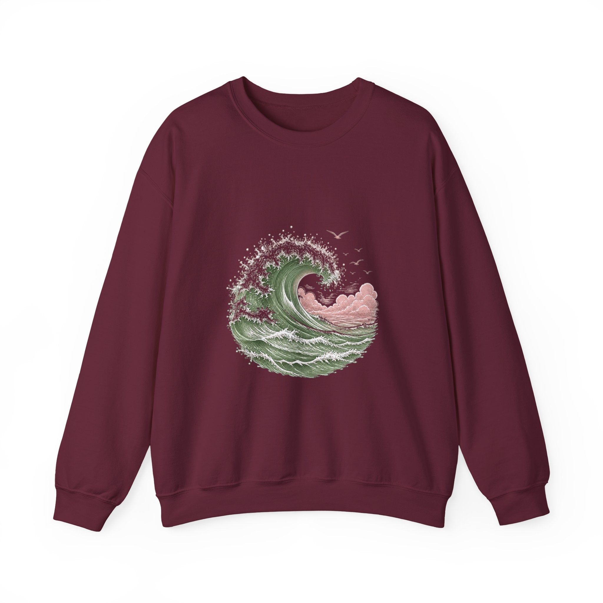 Matching Couple Sweatshirt - Mountain & Ocean Matching Couple Comfort Colors Crew Hand-Drawn Art His Hers Anniversary Gift - Design B