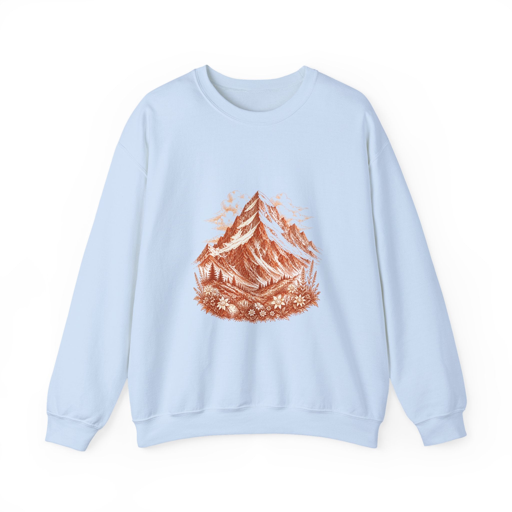 Matching Couple Sweatshirt - Mountain & Ocean Matching Couple Premium Fleece Sweatshirt Hand-Drawn Art His Hers Anniversary Gift - Design A