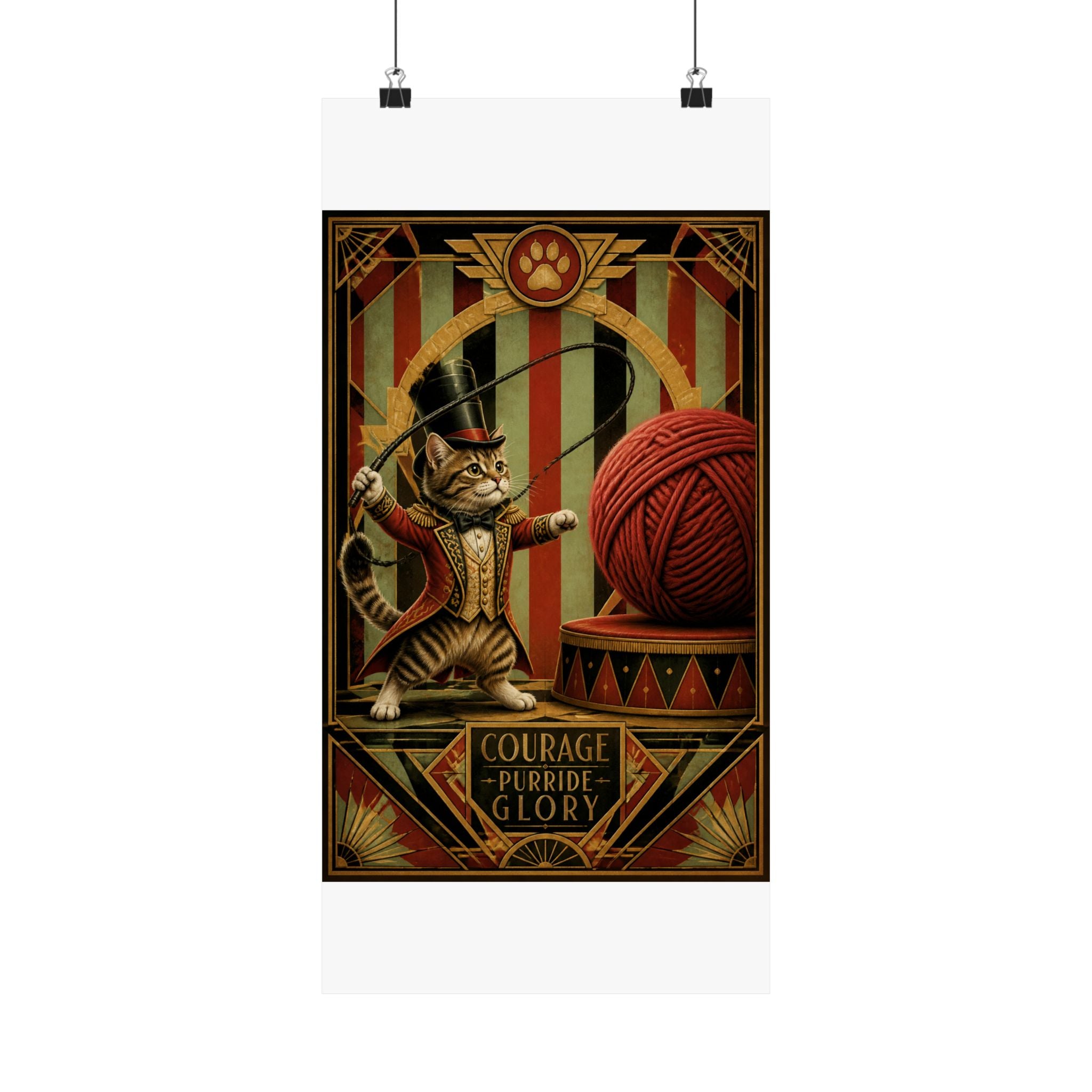 Cat Lion Tamer Wall Art Poster 18×24 Art Deco Entryway Decor Maximalist Print