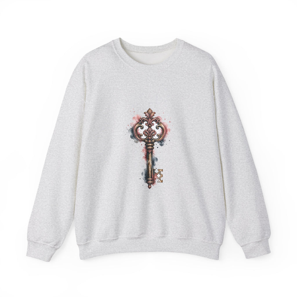 Matching Couple Sweatshirt - Key & Lock Matching Couple Comfort Colors Crew Watercolor Art His Hers Birthday Gift - Design A