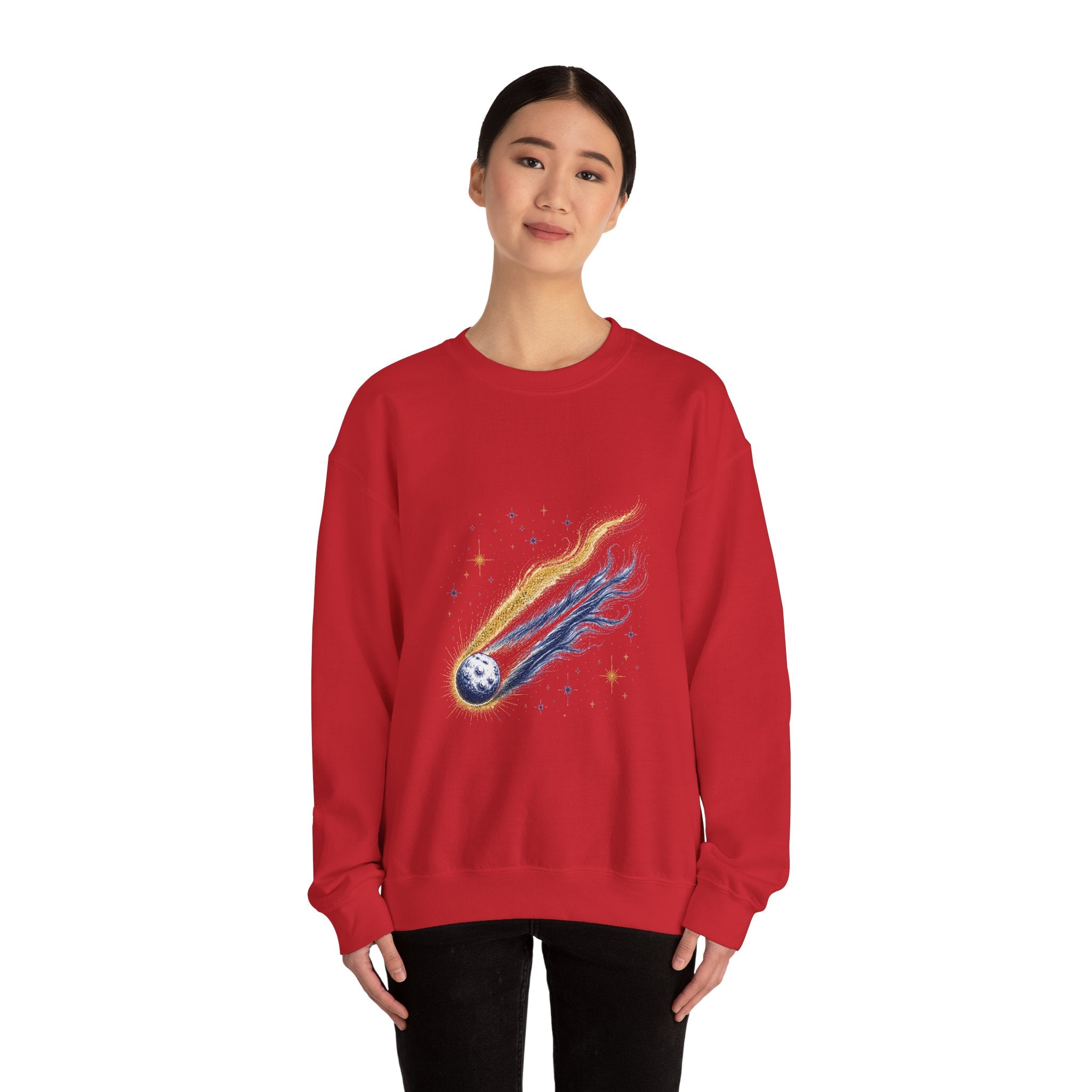 Matching Couple Sweatshirt - Comet & Asteroid Matching Couple Comfort Colors Crew Hand-Drawn Art His Hers Anniversary Gift - Design A