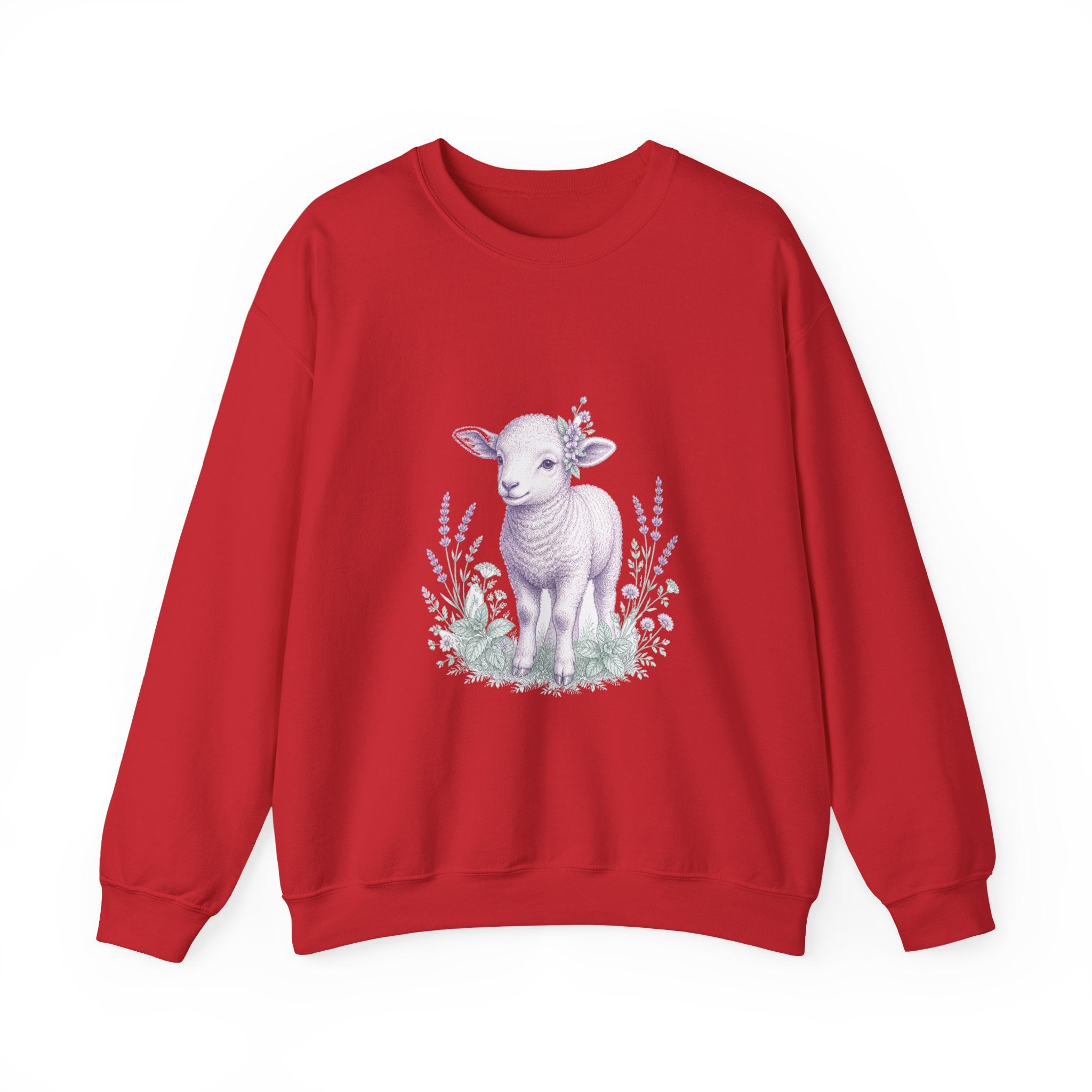 Matching Couple Sweatshirt - Lion & Lamb Matching Couple Crewneck Sweatshirt Vintage Art His Hers Wedding Gift - Design B