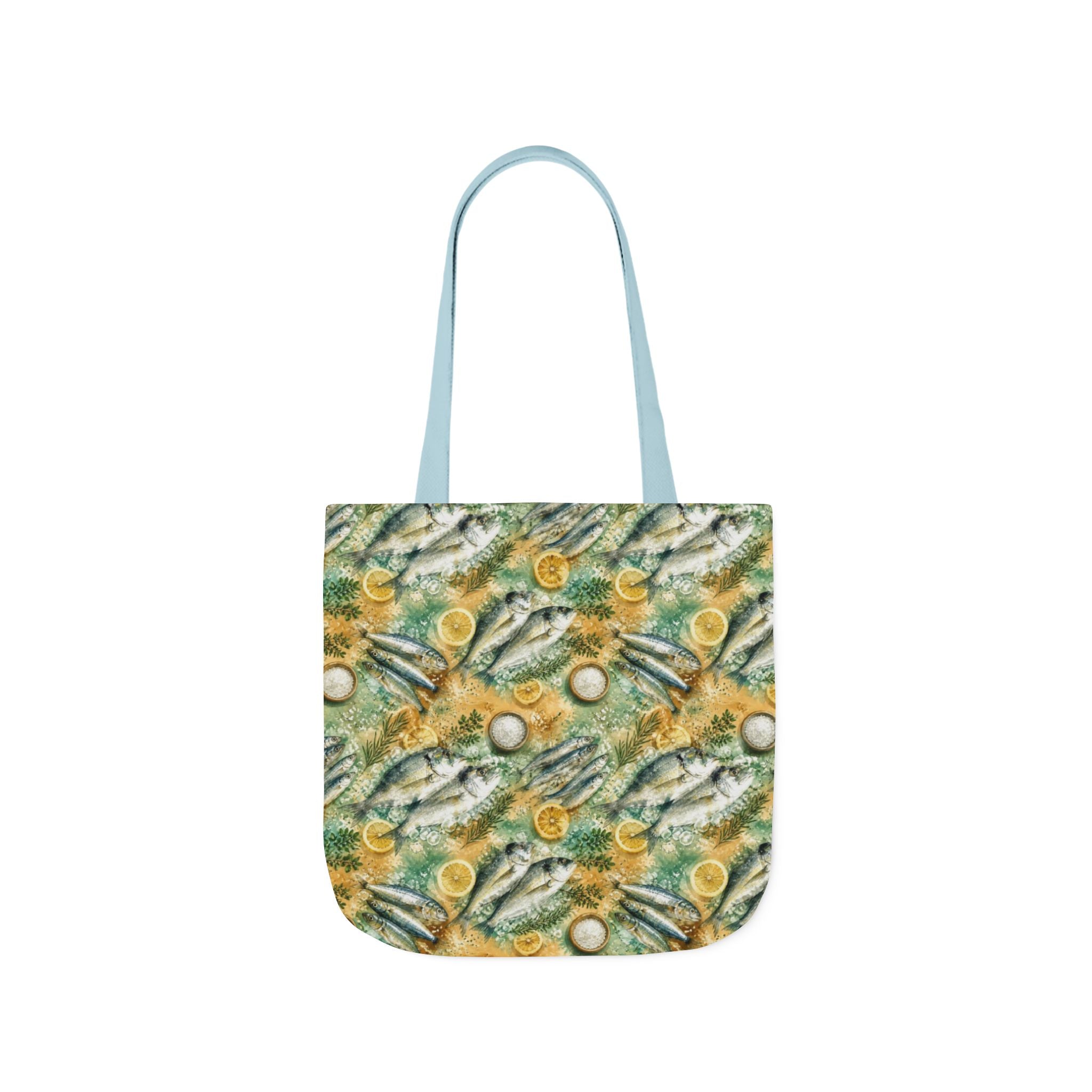 Mediterranean Fish Canvas Tote Bag Mediterranean Kitchen Watercolor Splash Design Italian Cottagecore Gift