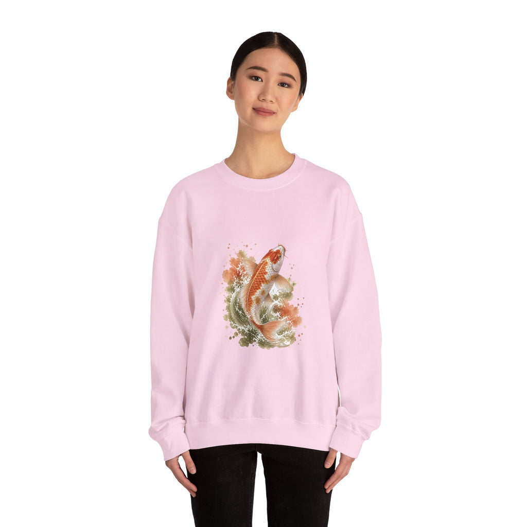 Matching Couple Sweatshirt - Koi Fish Yin Yang Matching Couple Comfort Colors Crew Watercolor Art His Hers Birthday Gift - Design A