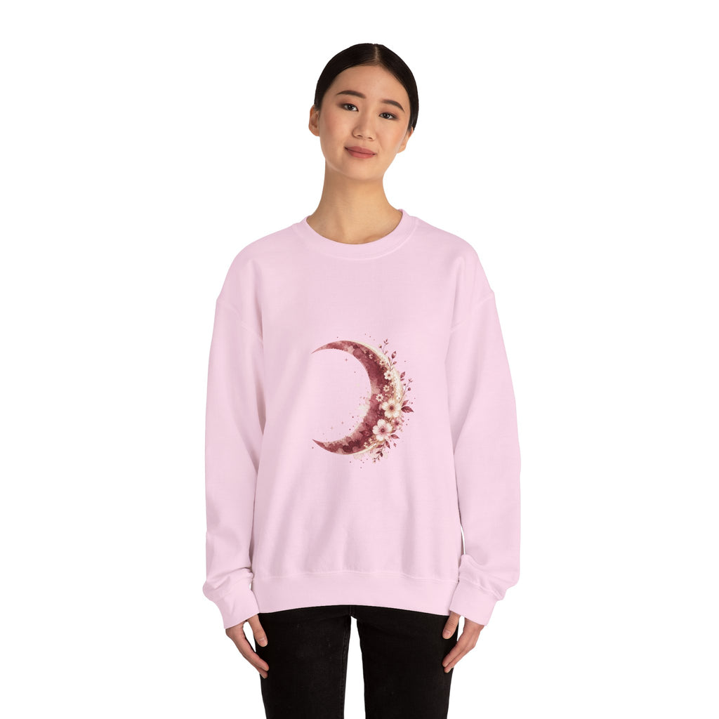 Matching Couple Sweatshirt - Waxing & Waning Moon Matching Couple Premium Fleece Sweatshirt Watercolor Art His Hers Birthday Gift - Design A