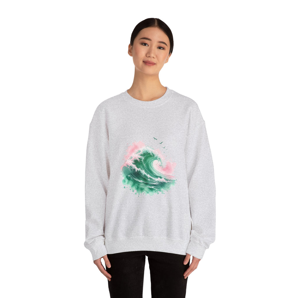 Matching Couple Sweatshirt - Mountain & Ocean Matching Couple Comfort Colors Crew Watercolor Art His Hers Birthday Gift - Design B